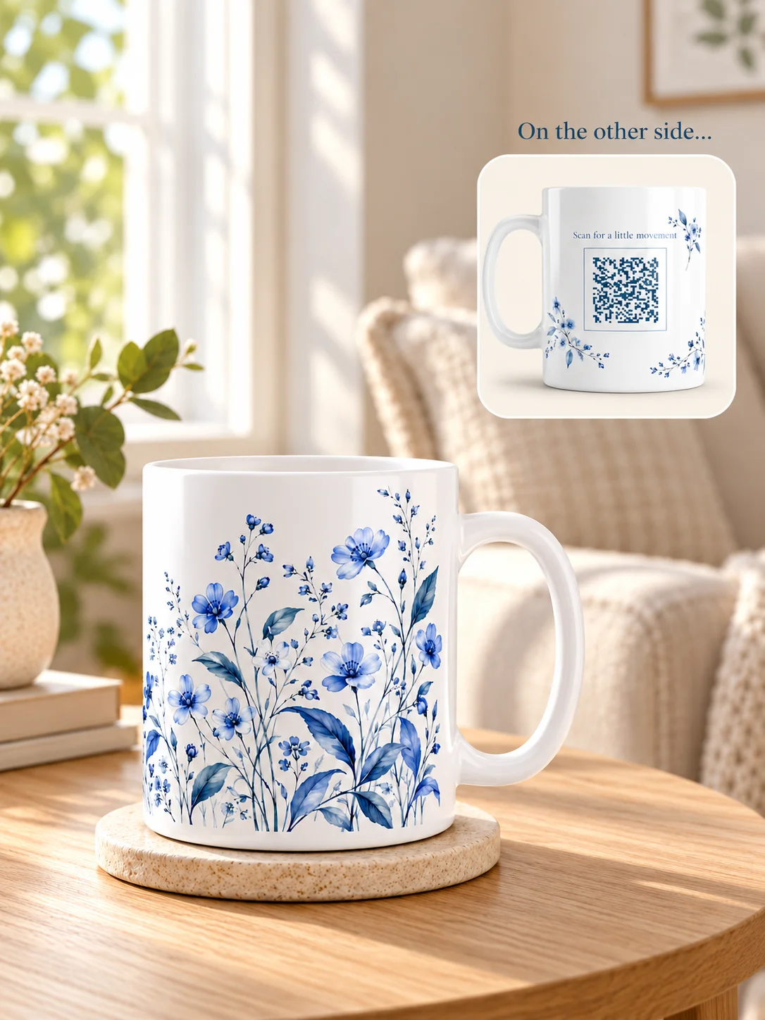 Let’s Move a Little Mug | Blue Botanical product image (1)