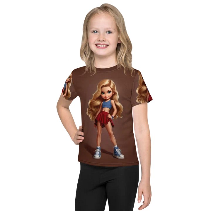 Fitness Barbie red & blue Kids Crew Neck T-Shirt product image (1)