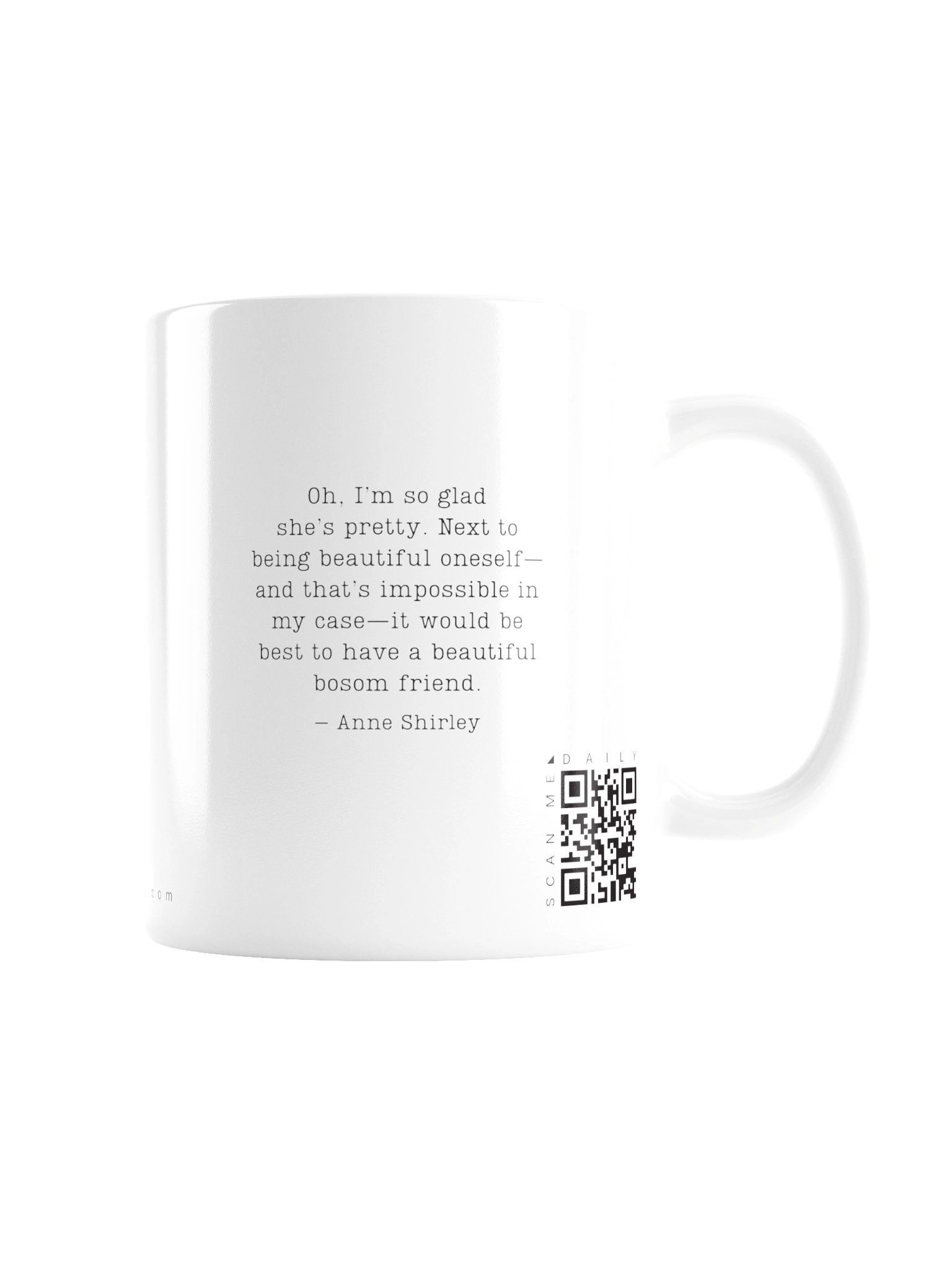 <i>A Bosom Friend</i> • QR Mug<br /> With 160 Daily Quotes<br /> <small>Quotes from beloved novel<br />Anne of Green Gables (1908)</small> product image (2)