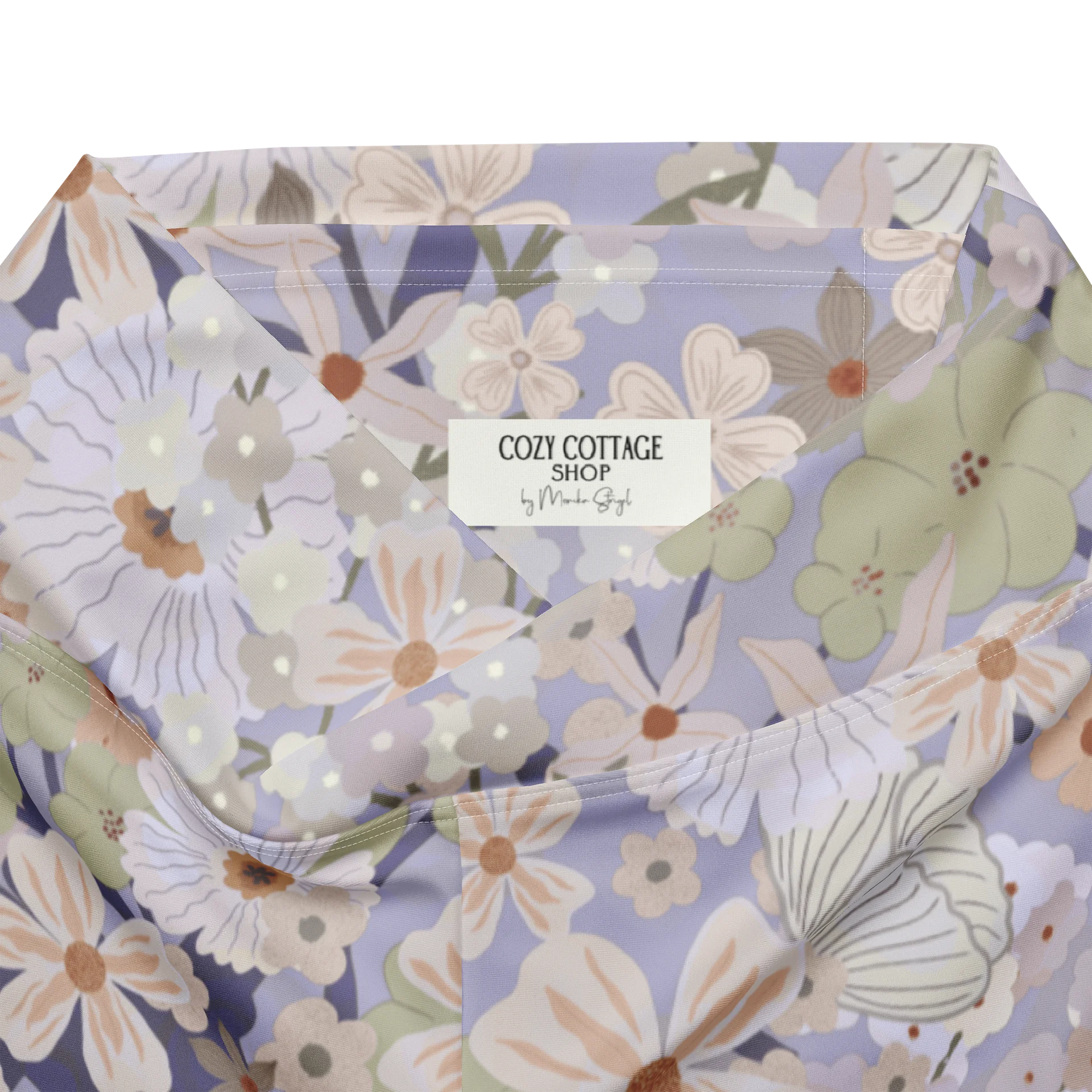 Khaki Green Blue Floral Flare Yoga Leggings product image (7)