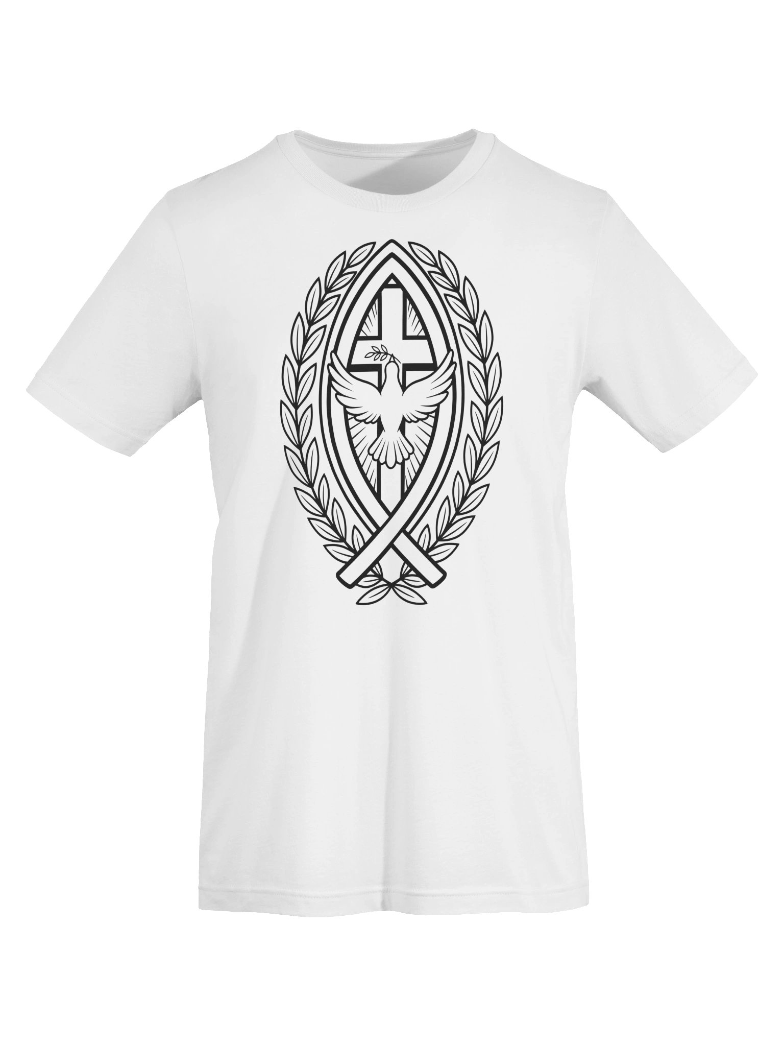 Christian Graphic T-Shirt, Ichthus Cross Dove Olive Branch Faith Shirt, Unisex Inspirational Tee product image (1)