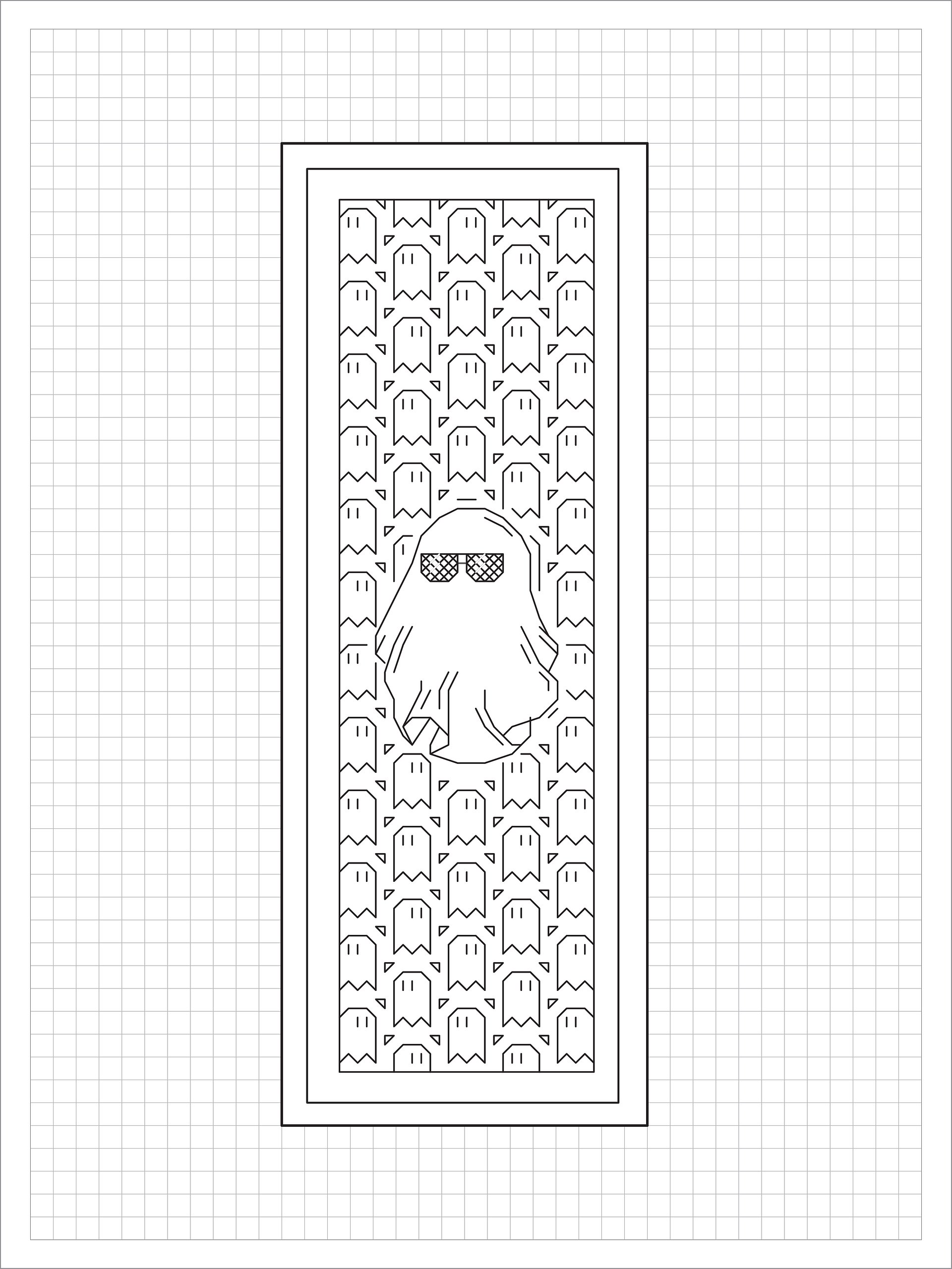 Unfazed Phantom Bookmark • Blackwork Cross Stitch Pattern • PDF Digital Download product image (1)