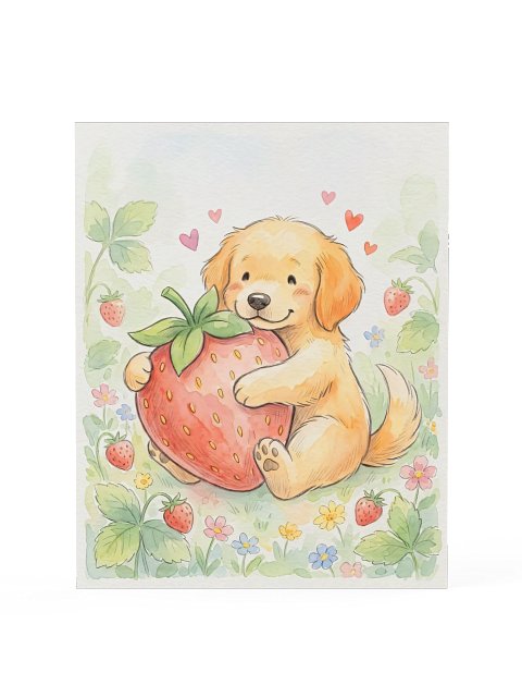 Strawberry Hug Golden Poster