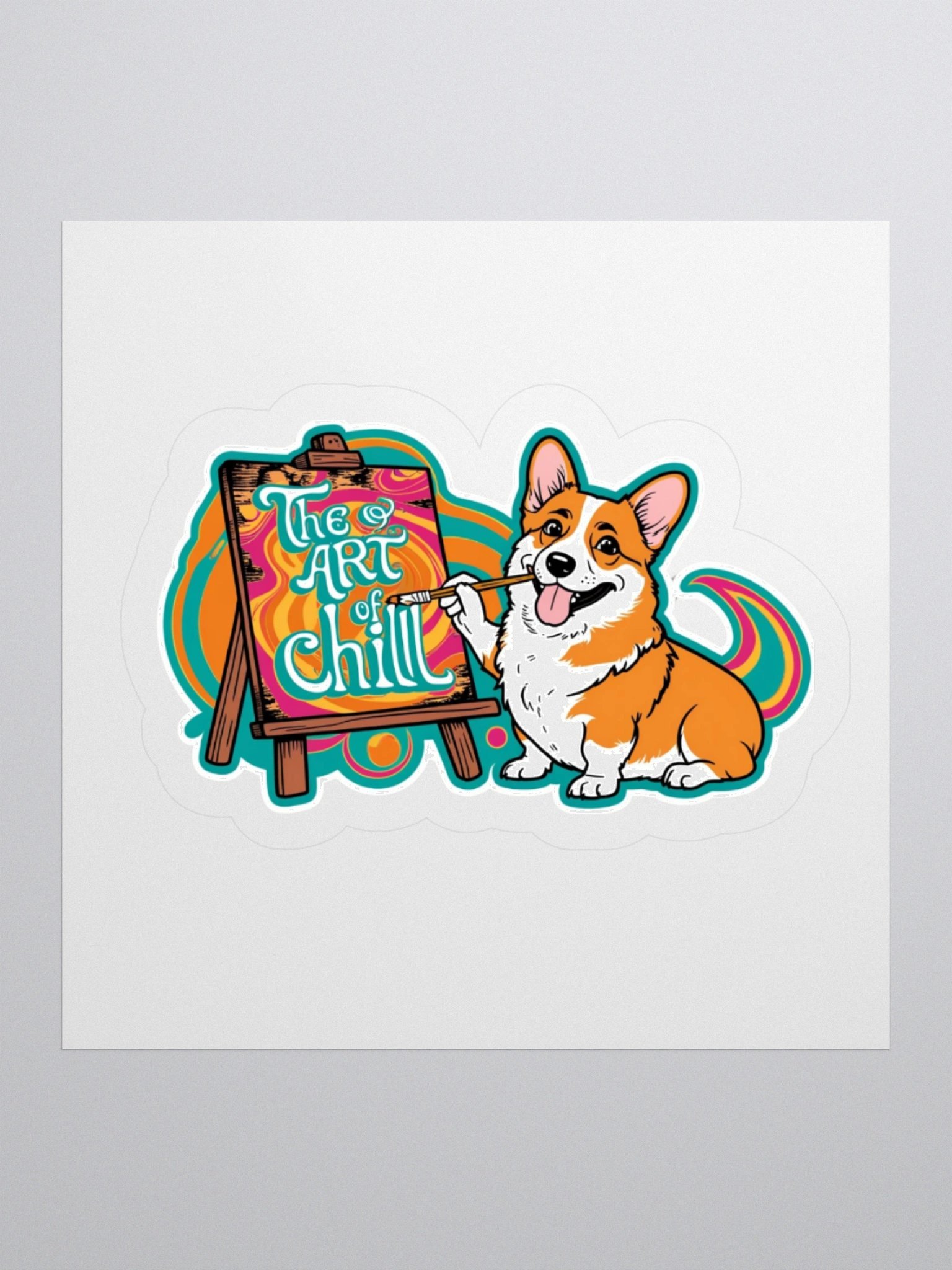 Chill Corgi Art Kiss Cut Stickers product image (3)