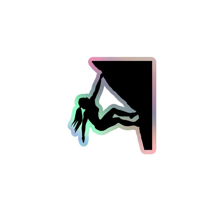 woman bouldering holographic sticker product image (1)