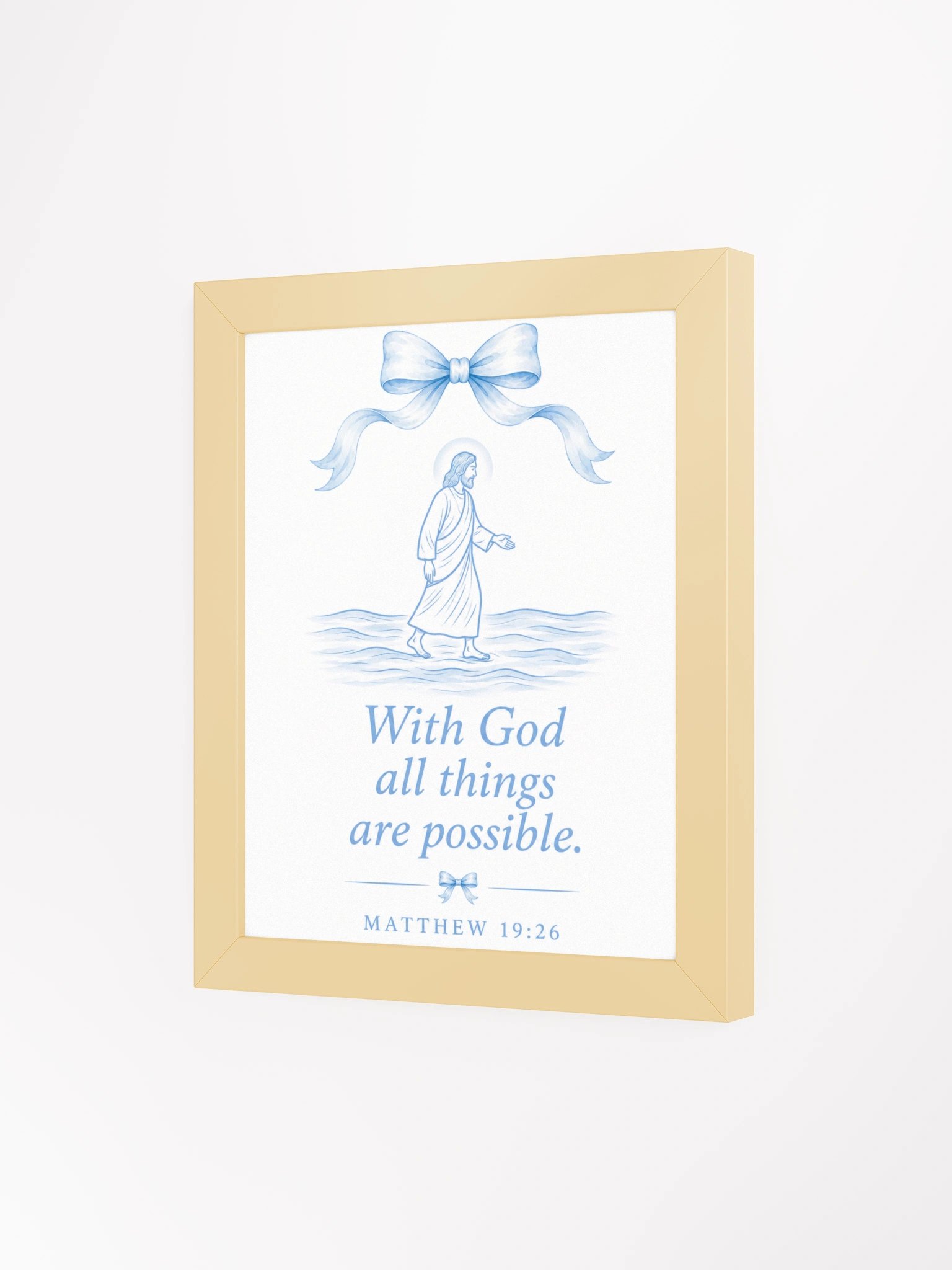 With God All Things Are Possible Matthew 19:26 | Blue Coquette Framed Christian Wall Art product image (3)