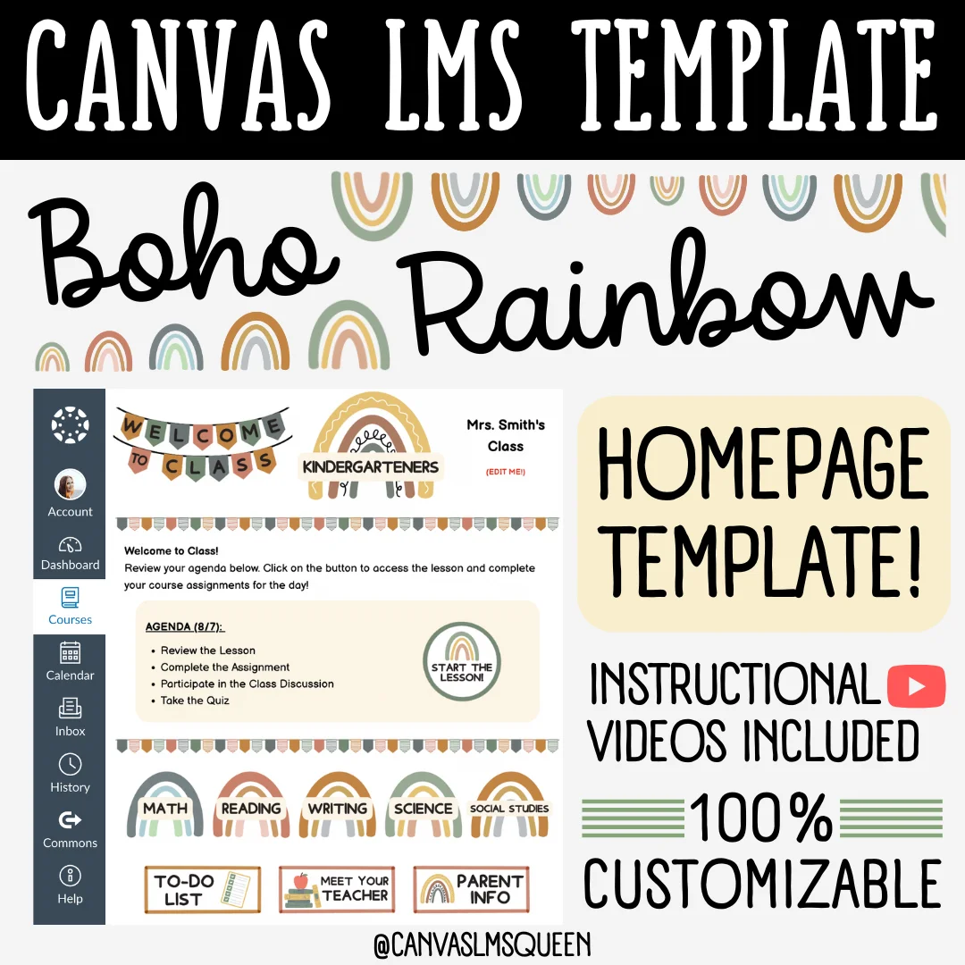 Canvas LMS Template - COURSE BUNDLE - Boho Rainbow - 100% Customizable product image (2)