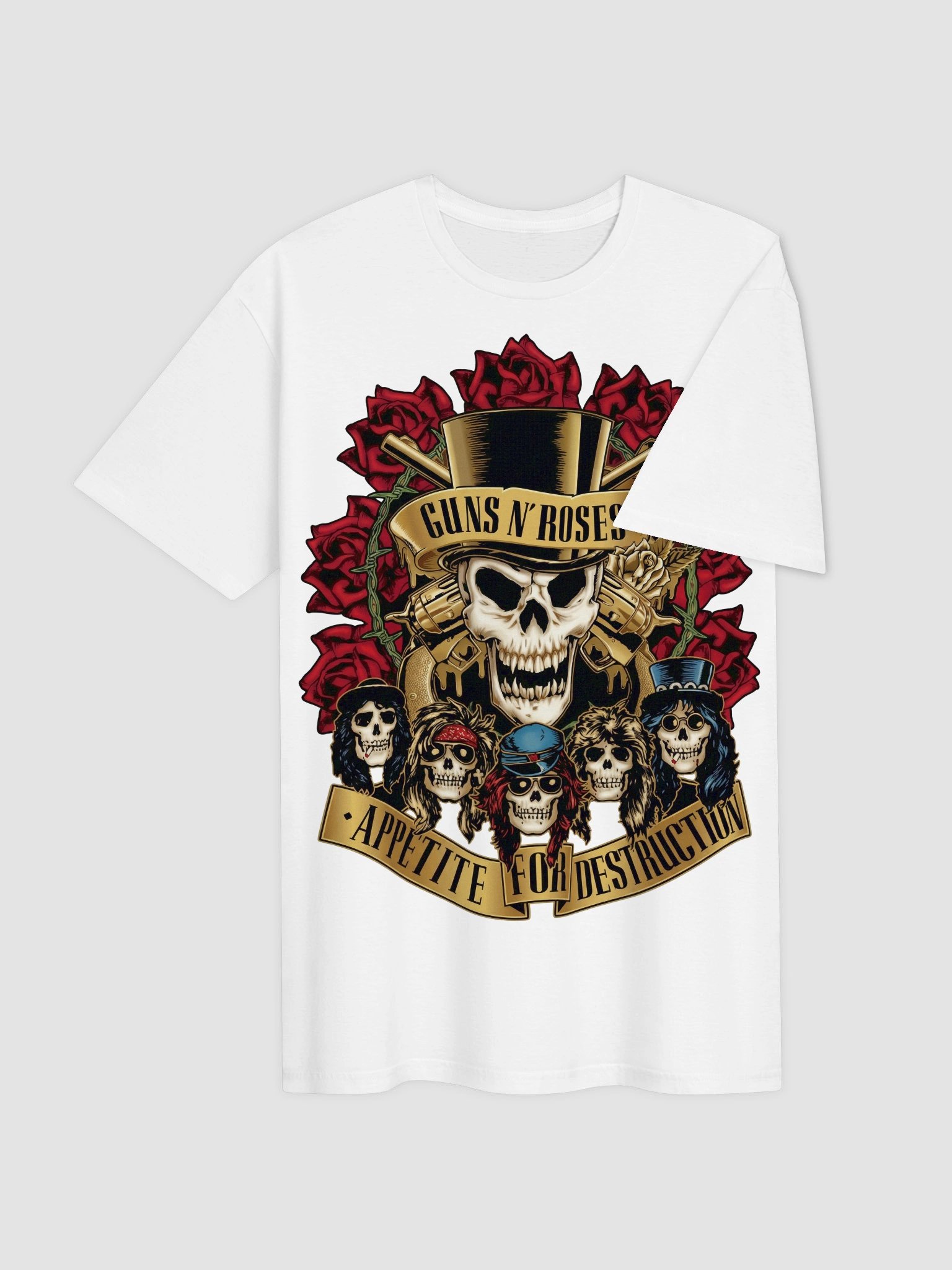 Guns N Roses Appetite for Destruction T-Shirt | Skull Top Hat Band Design | 80s Rock Vintage Graphic Tee product image (3)