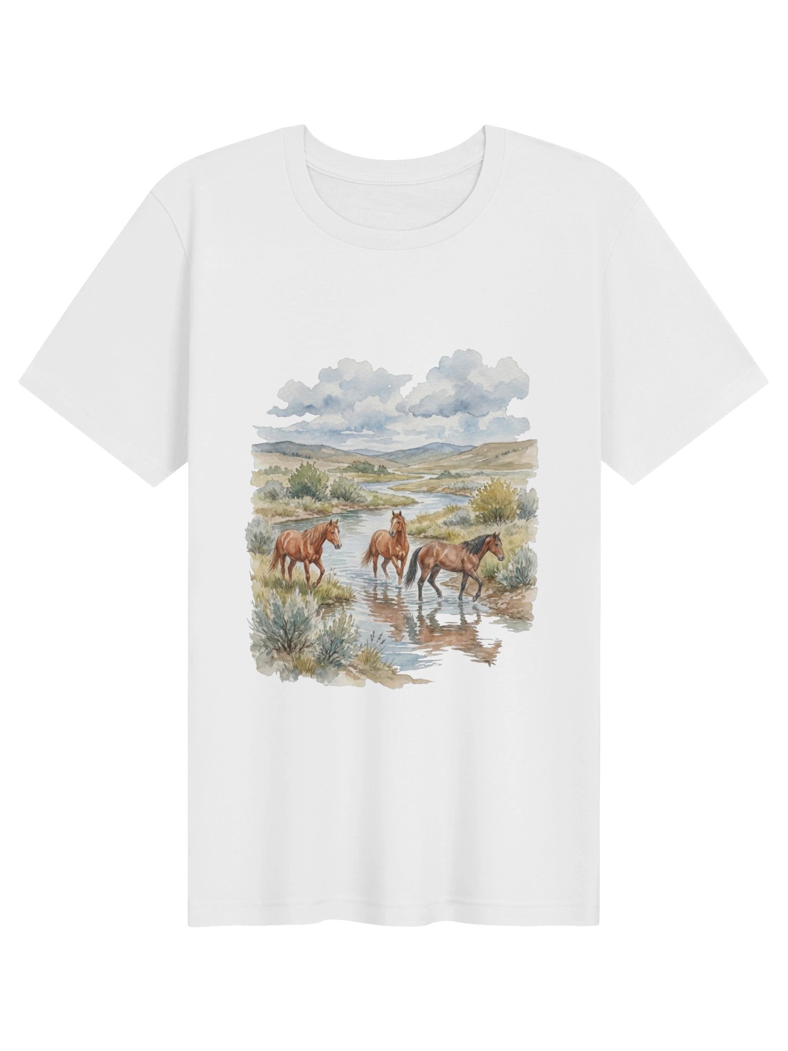 Horses by Lake frame tshirt product image (101)