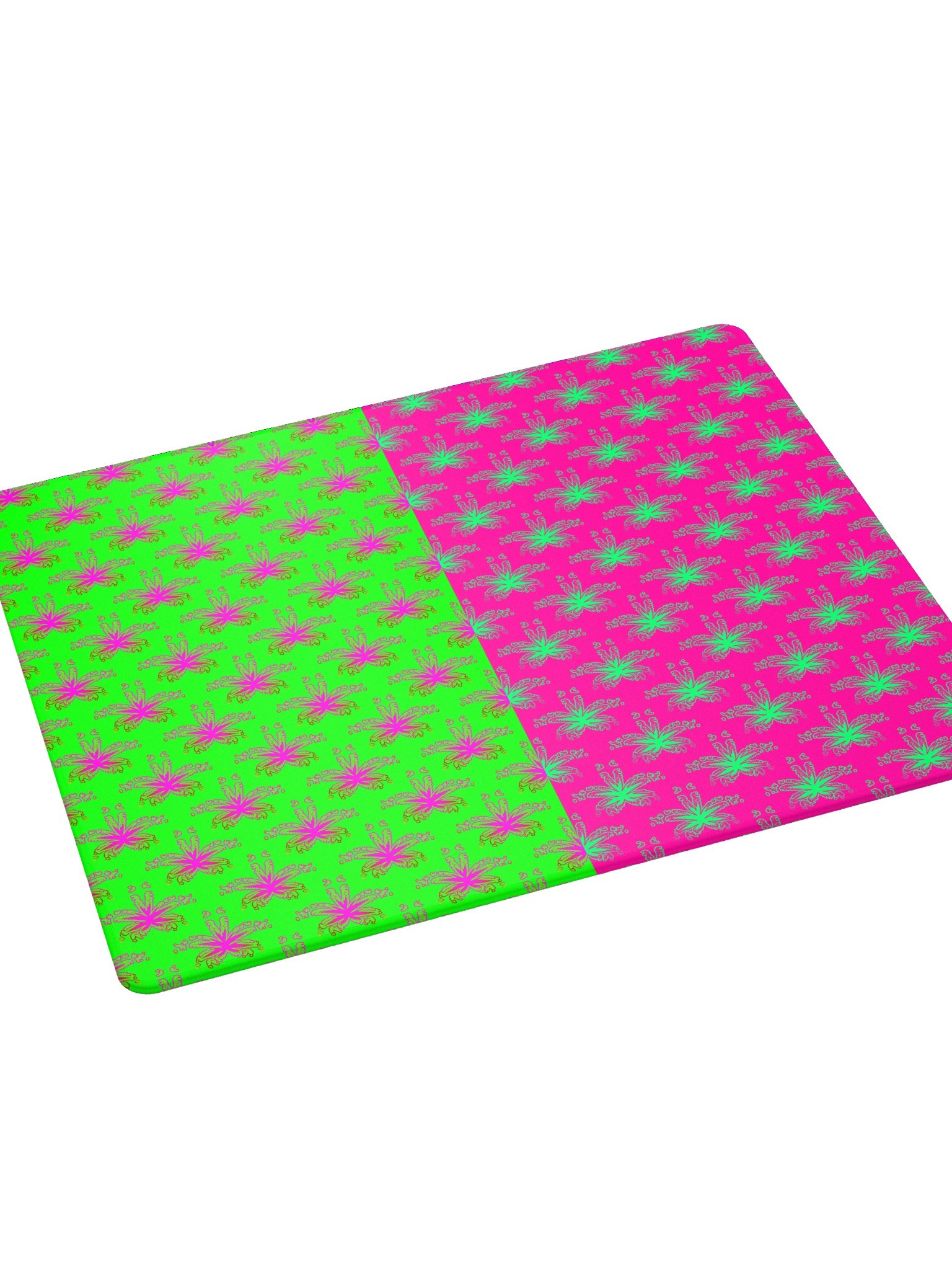 Cannabis Art Gaming Mouse Pad, Neon Green Hot Pink Pot Leaf Desk Mat, Stoner Game Room Decor, Ganja Gamer Gift, 420 Weed Computer Deskpad product image (4)