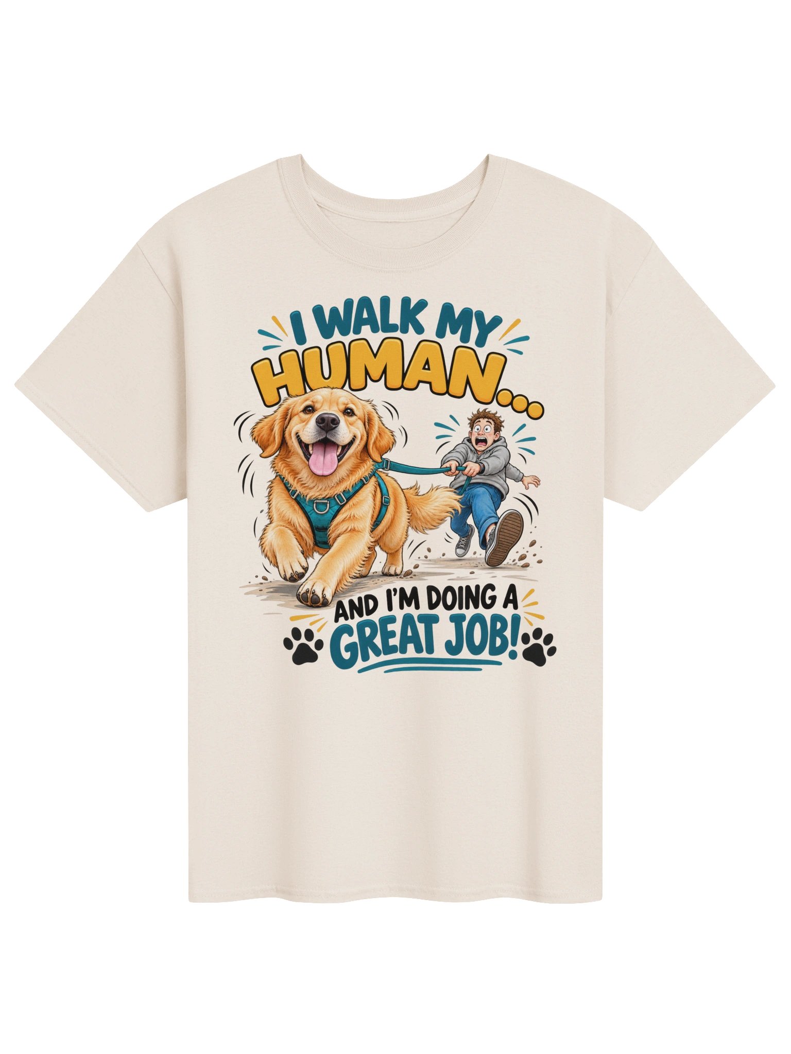 I Walk My Human – Funny Golden Retriever T-Shirt product image (1)