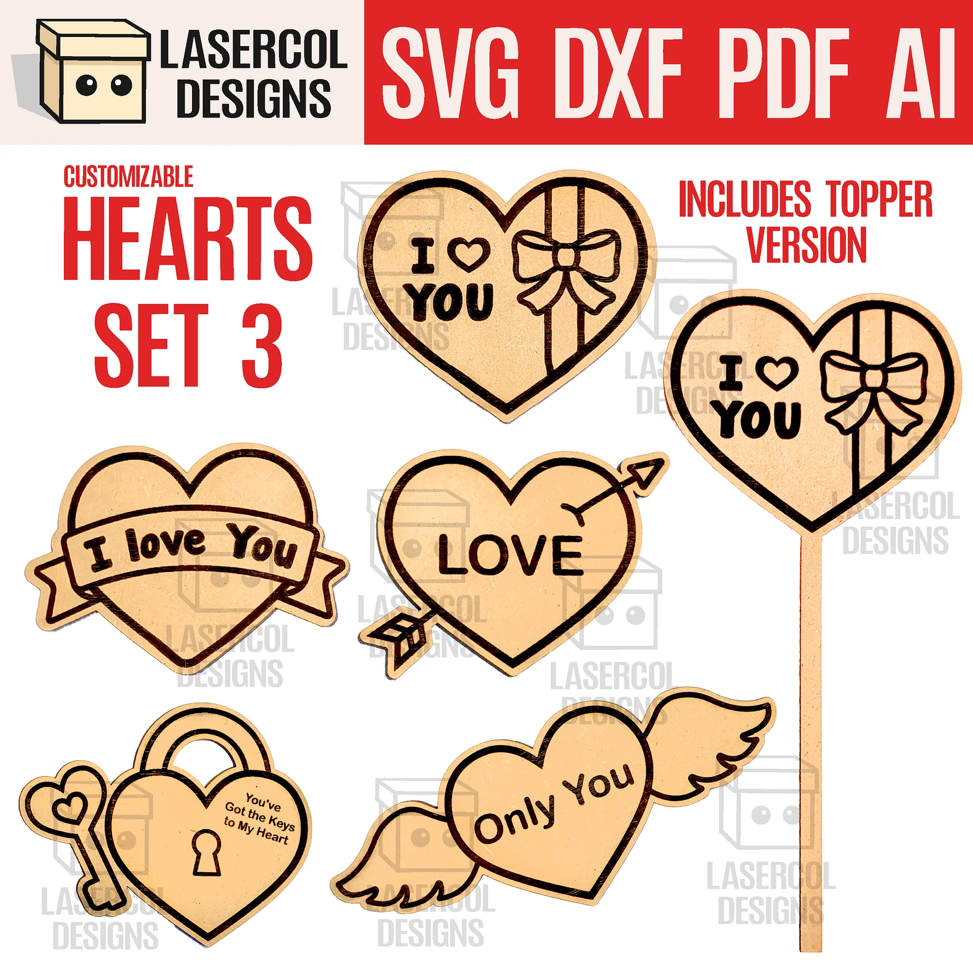 Hearts Bundle (Set 1-2-3-4) - Laser Cut Files product image (5)