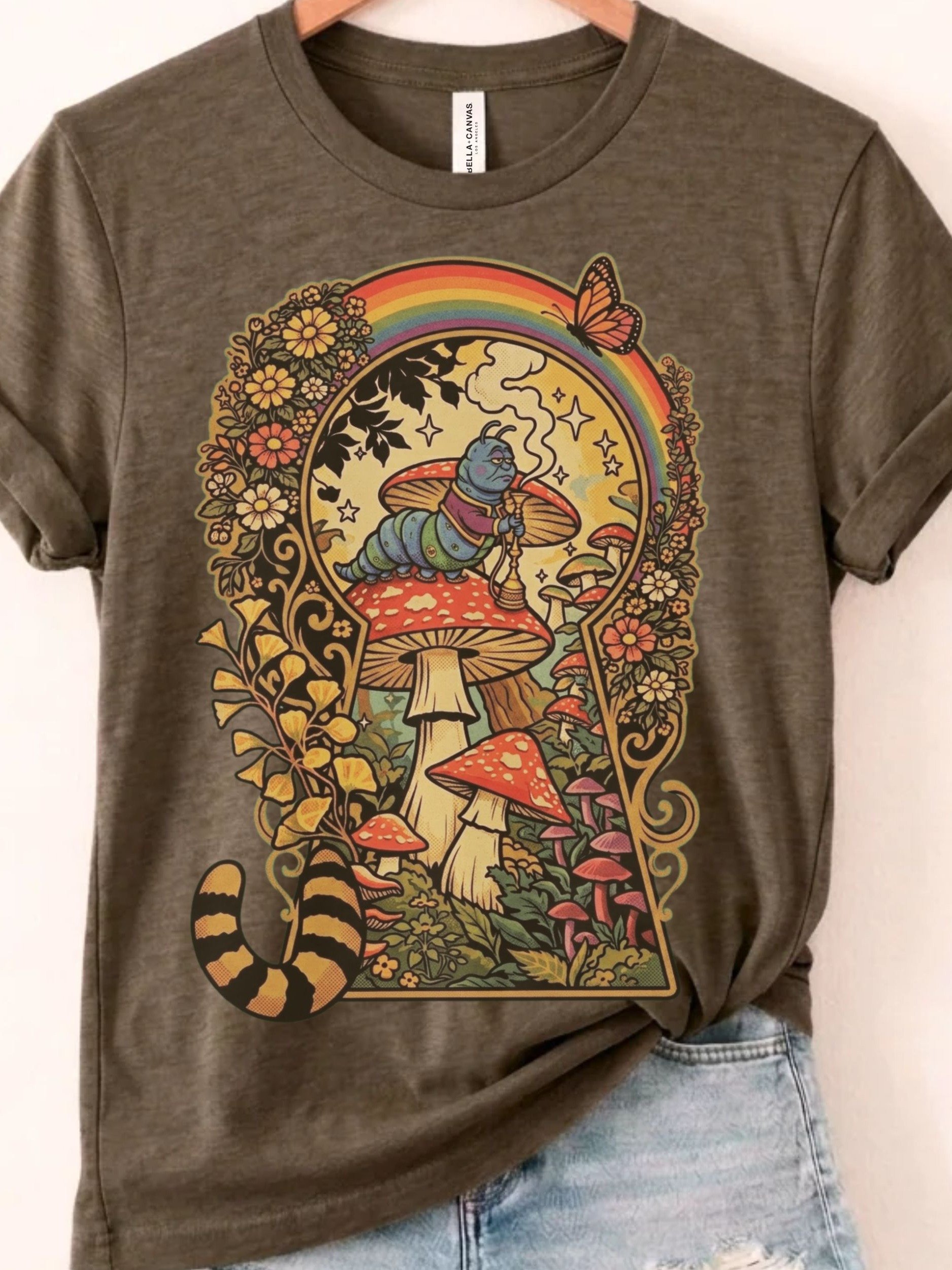 Wonderland Caterpillar Shirt, Psychedelic Mushroom Alice Graphic product image (1)