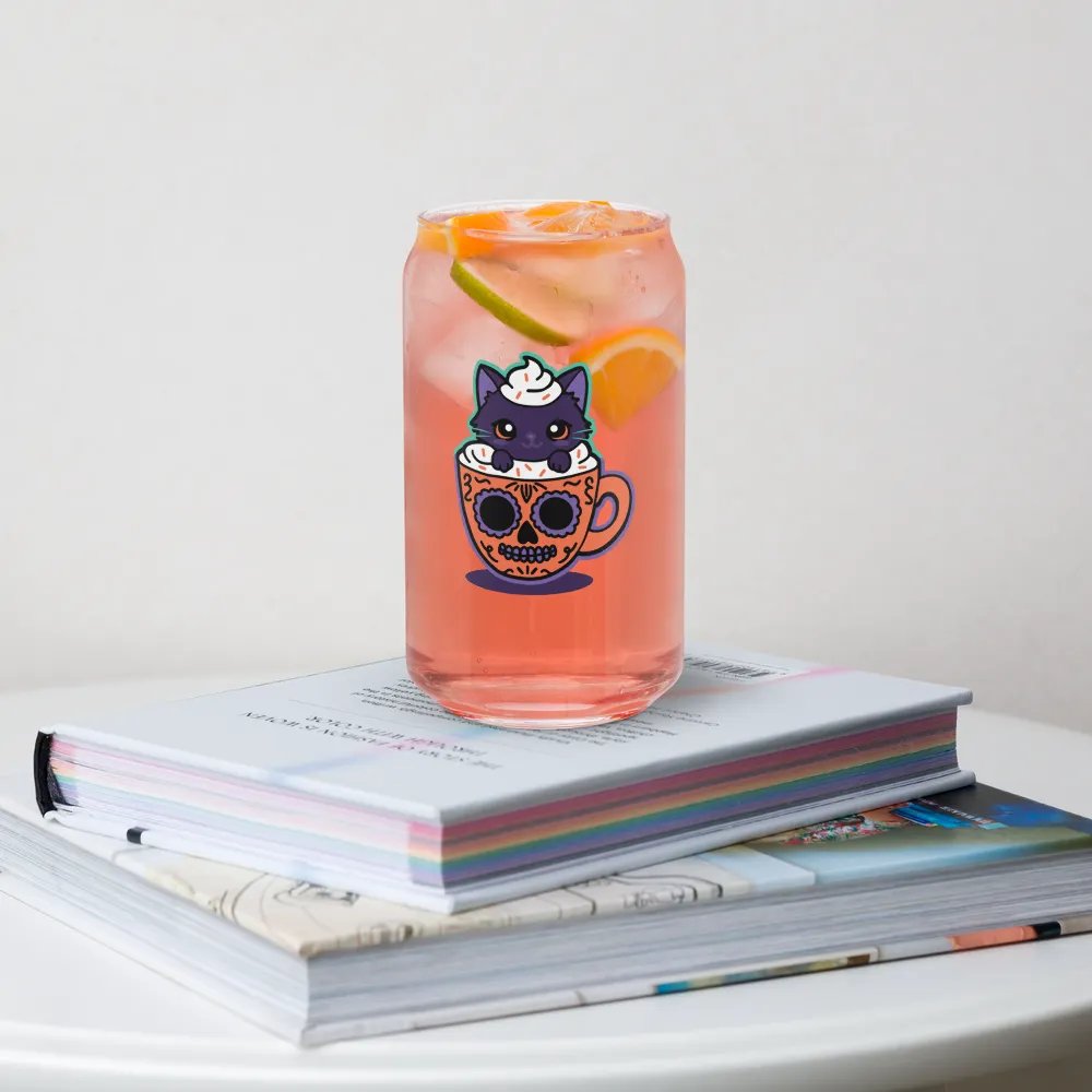Sugar Skull Kitten Mug 16oz Can-Shaped Drinking Glass product image (9)
