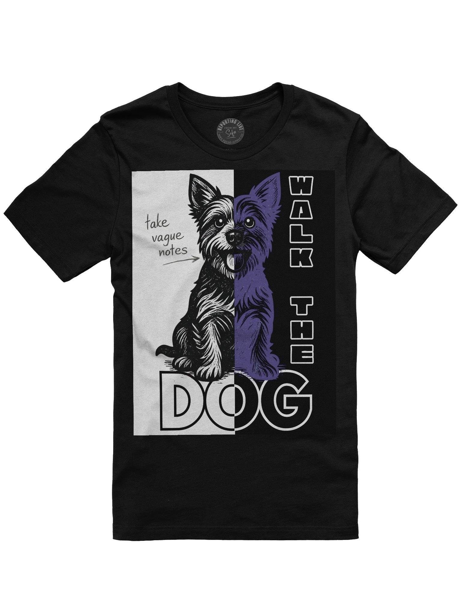 Walk the Dog Linocut Style T-Shirt product image (1)