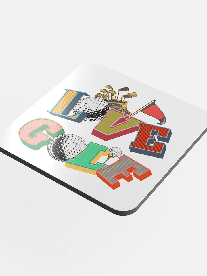 Love Golf Block Letter Colorful Cork Coaster product image (1)