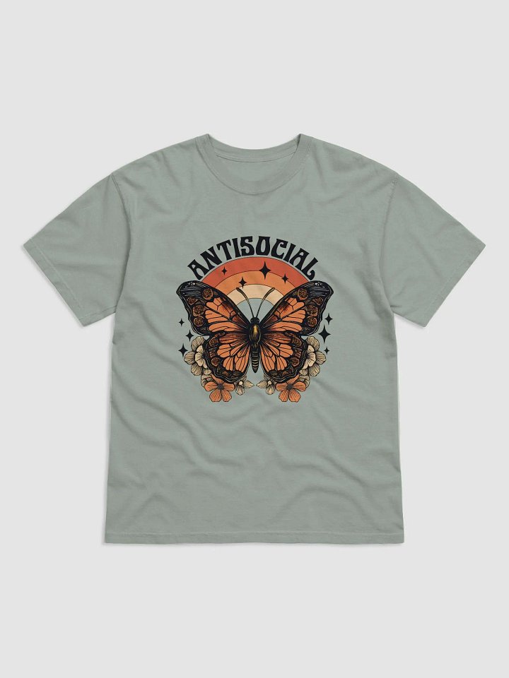 Antisocial Butterfly Vintage-Style T-Shirt | Cute Retro-Style Butterfly and Flowers T-Shirt for Introverts product image (2)