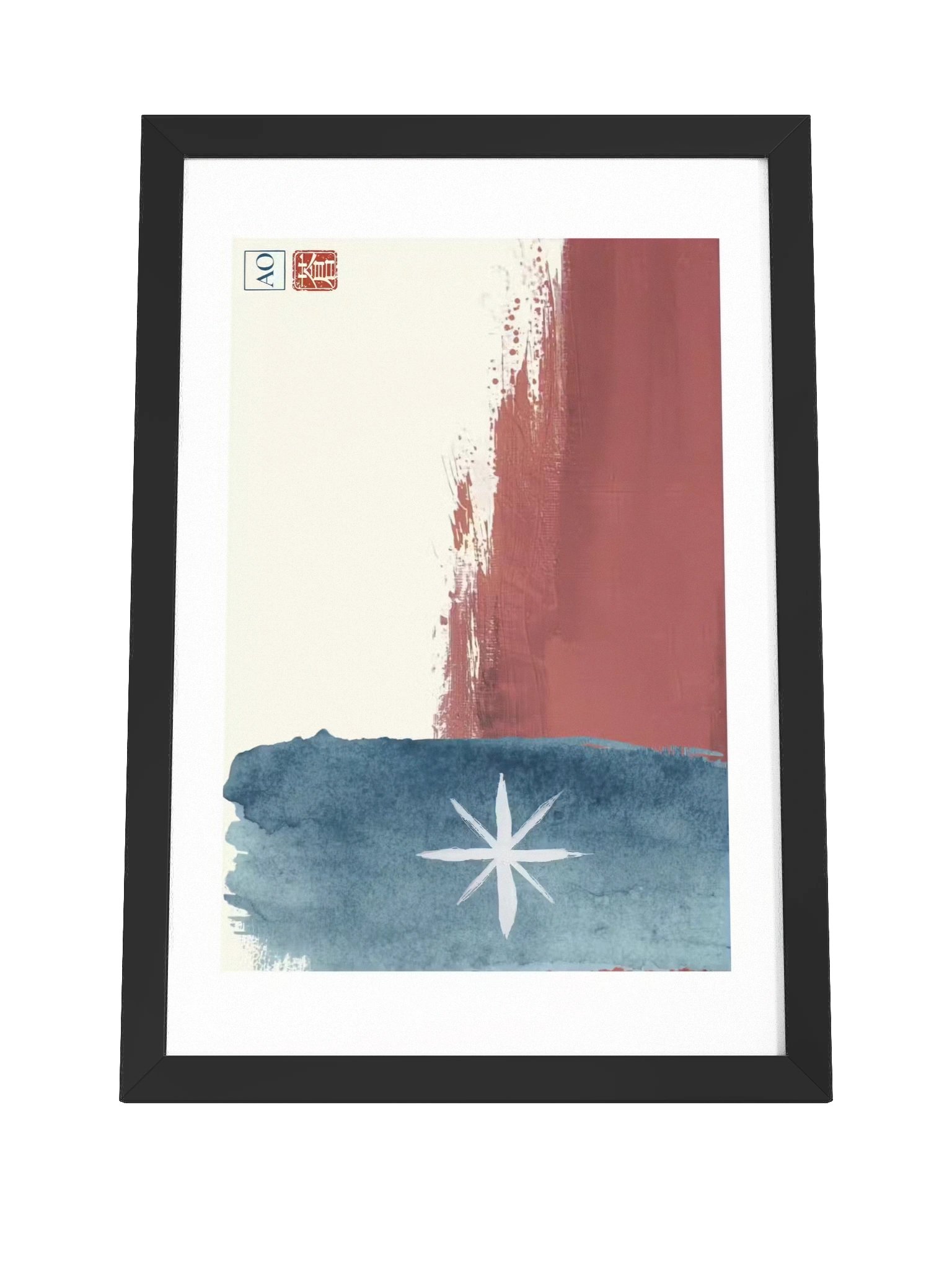 Texas Japanese Ink Art Print | Lone Star Spirit No.10 | Framed Wall Art - AO Japan Blue product image (4)