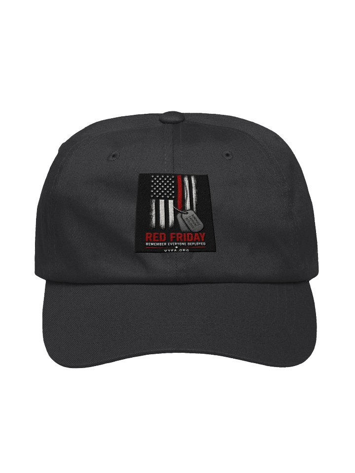 Red Friday FLAG AND TAGS Yupoong Dad Hat — REMEMBER EVERYONE DEPLOYED product image (2)