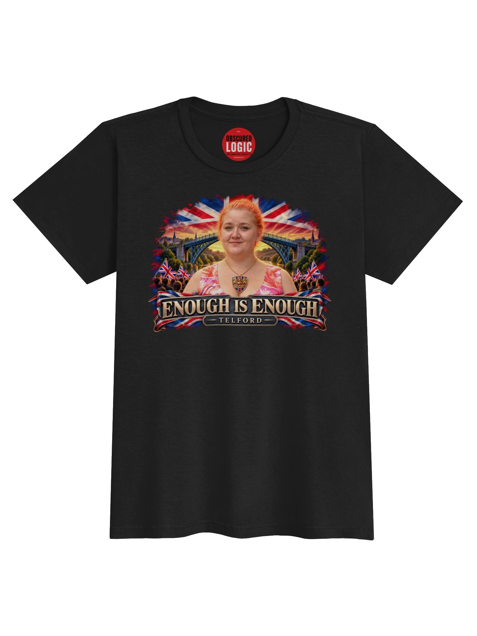 Woman's Fitted Enough Is Enough Telford Patriotic Poster Tee product image (2)