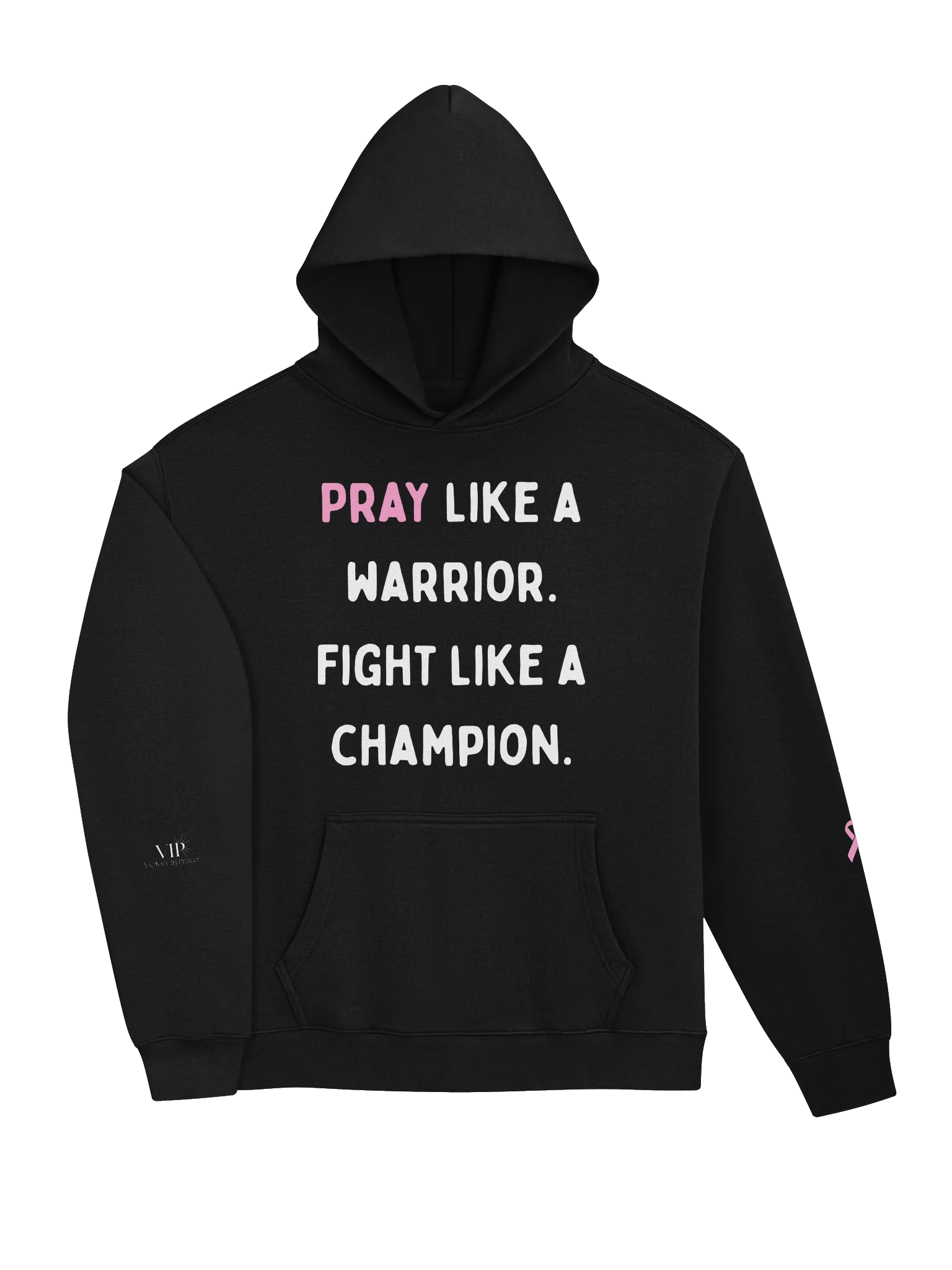VIP Breast Cancer Awareness Signature "Pray Like a Warrior, Fight Like a Champion" Unisex Hoodie product image (3)