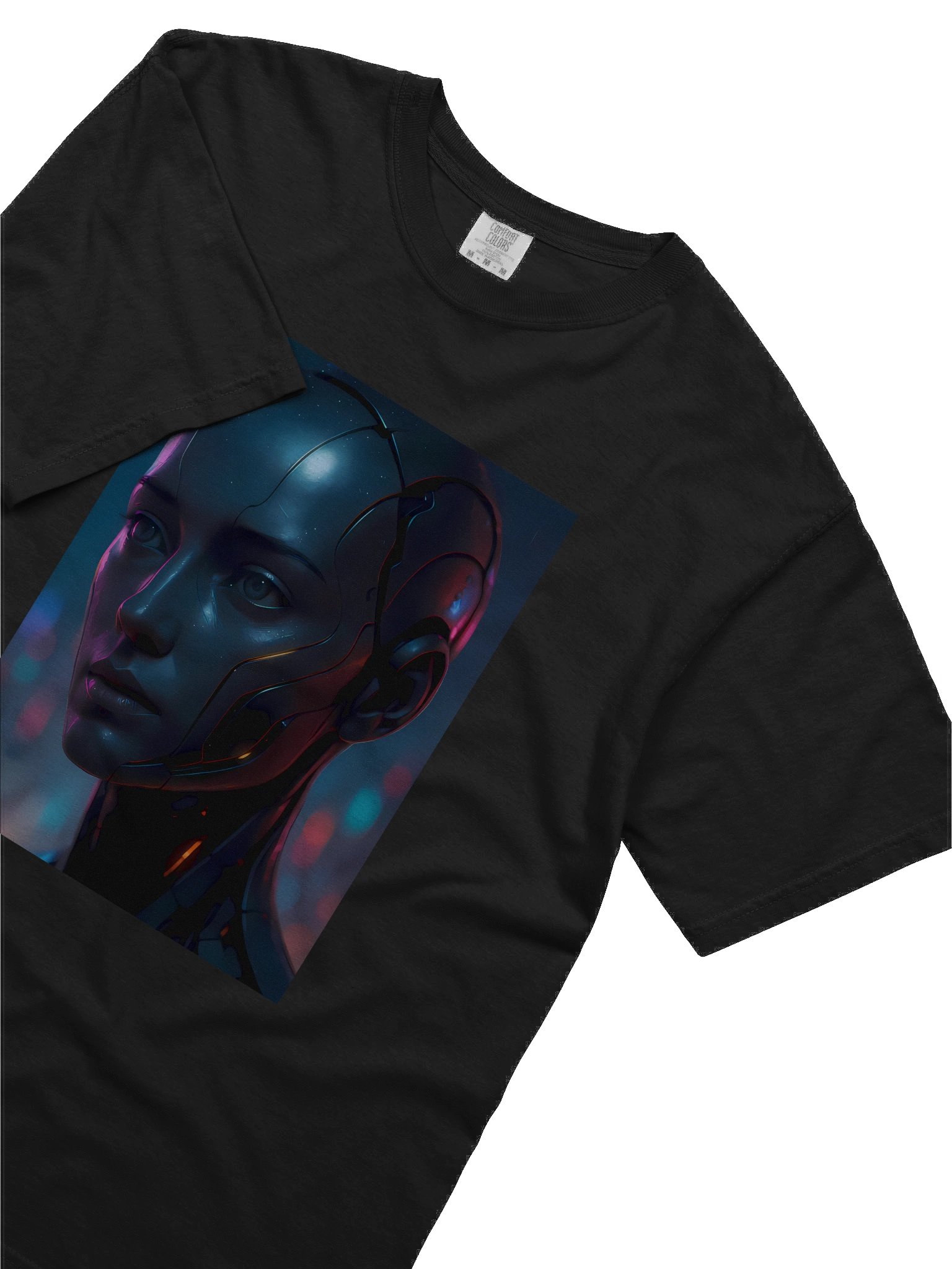 Cyberpunk Android Woman Graphic T-Shirt - 100% Cotton Unisex Heavyweight Crew Neck Futuristic Streetwear Top product image (5)