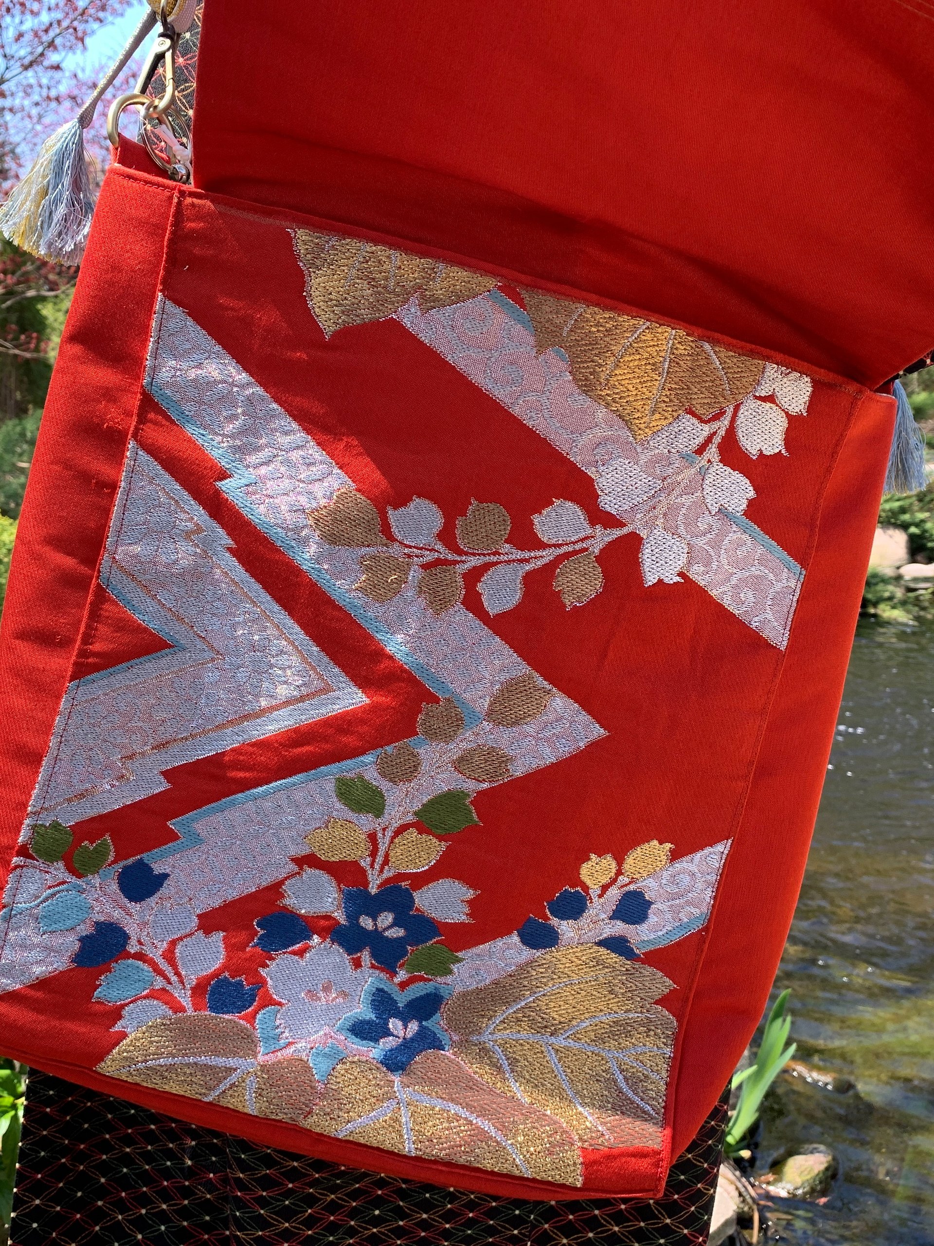 Upcycled Japanese Obi Messenger Bag ~ Handmade with Vintage Japanese Kimono Textiles product image (2)