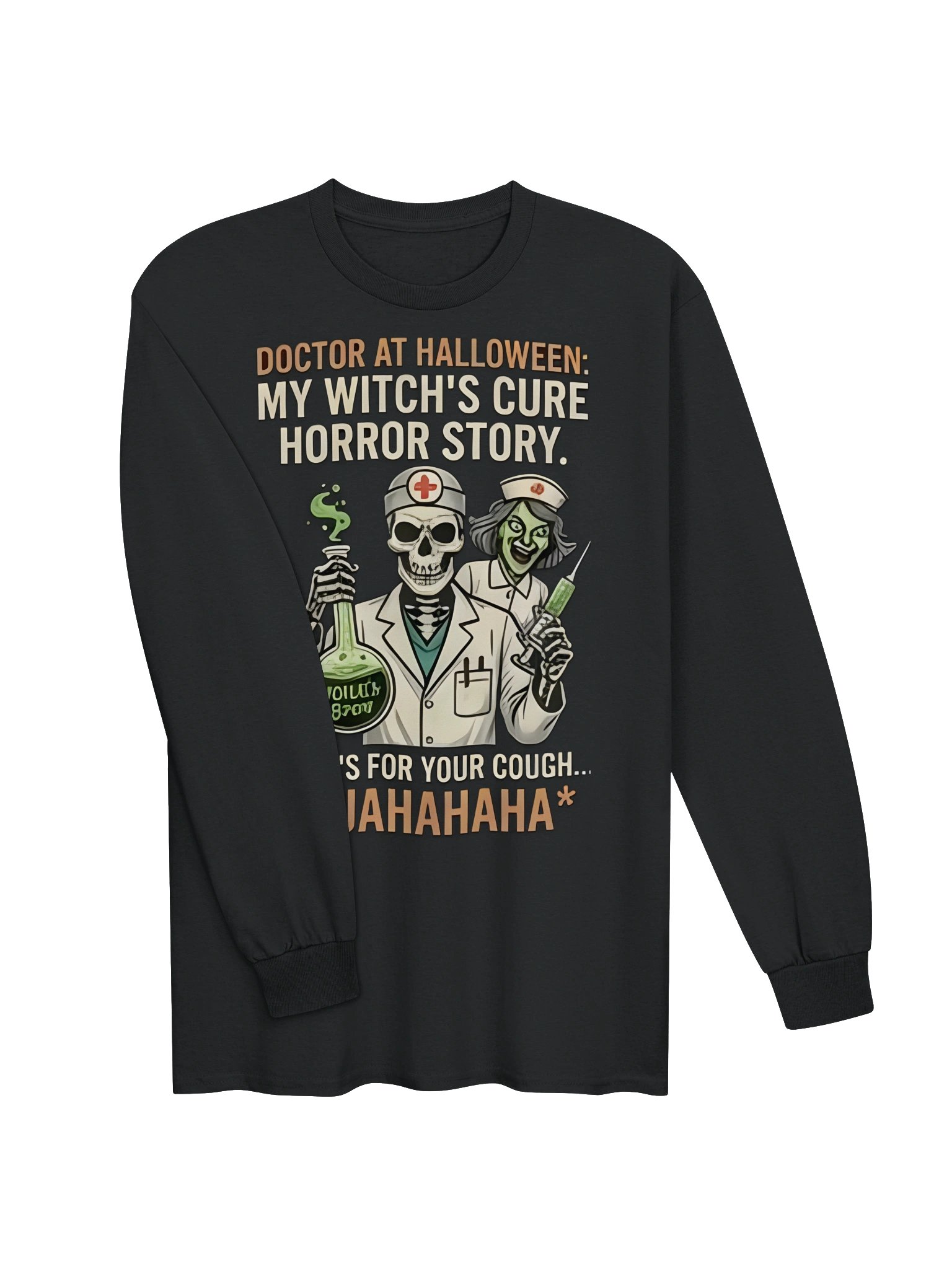 Funny Halloween Doctor Sweatshirt – Witch's Cure Spooky Medical Graphic Pullover product image (3)