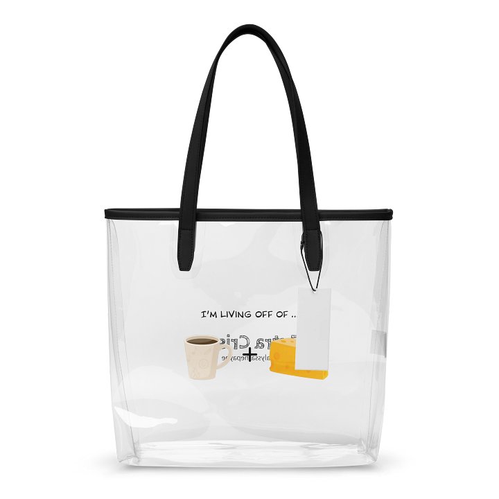 LIVING OFF OF COFFEE AND CHEESE (clear tote bag) product image (1)