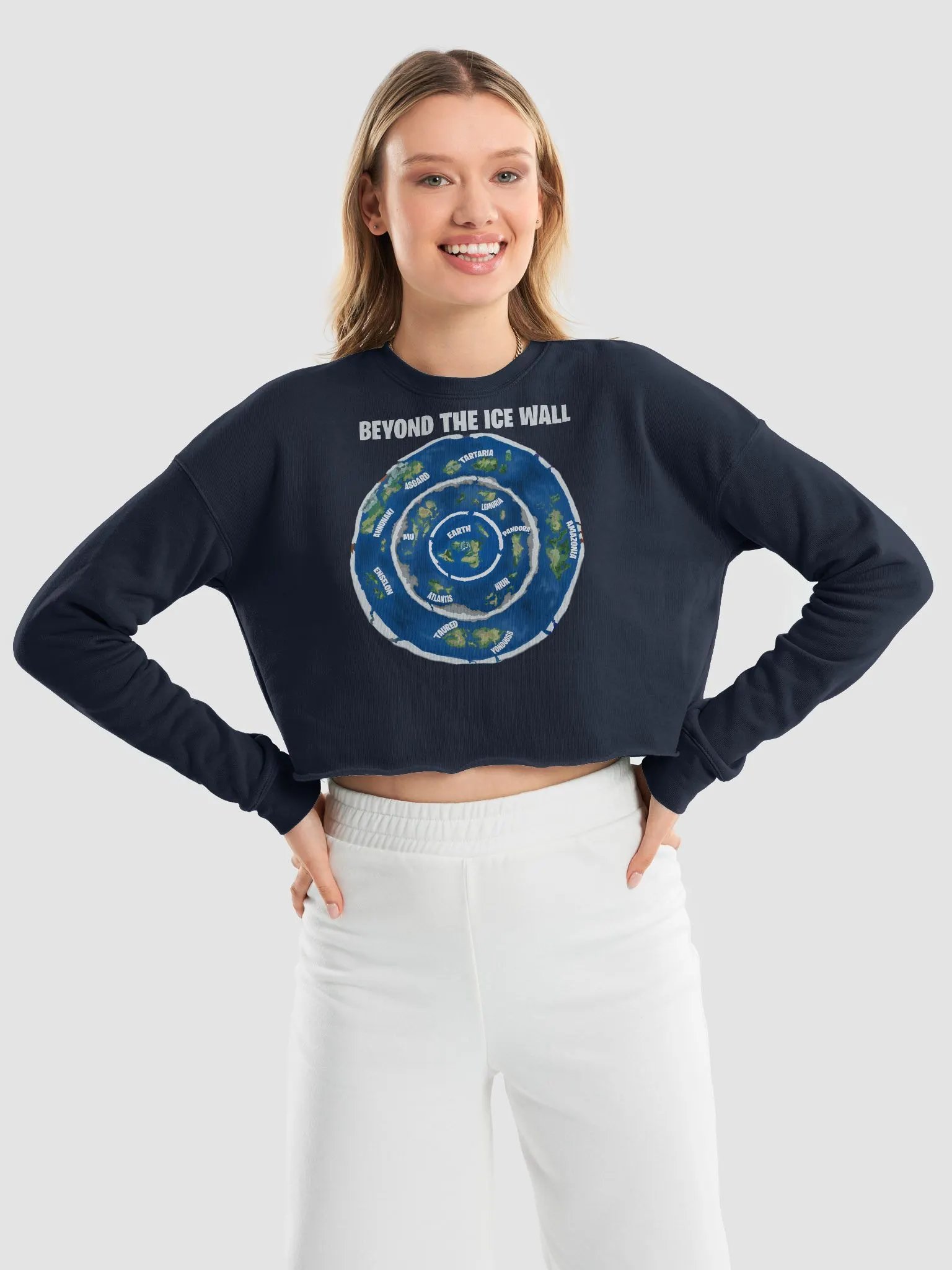 Premium Women's Fleece Crop Sweatshirt Beyond the Ice Wall Map product image (22)