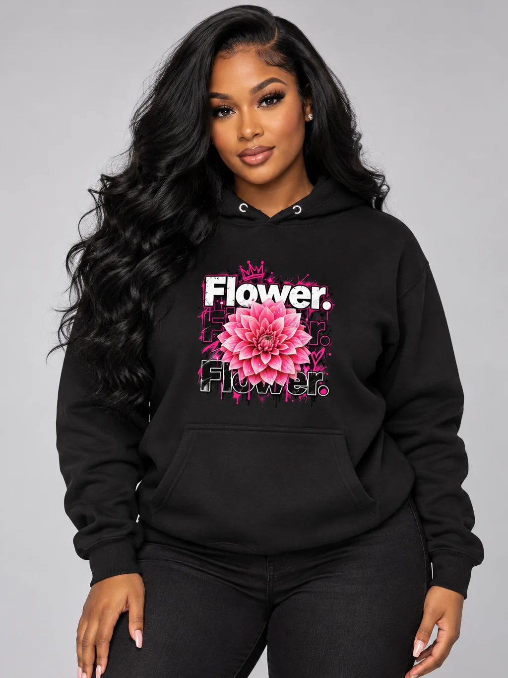 Flower Power Pink Graphic Hoodie product image (1)