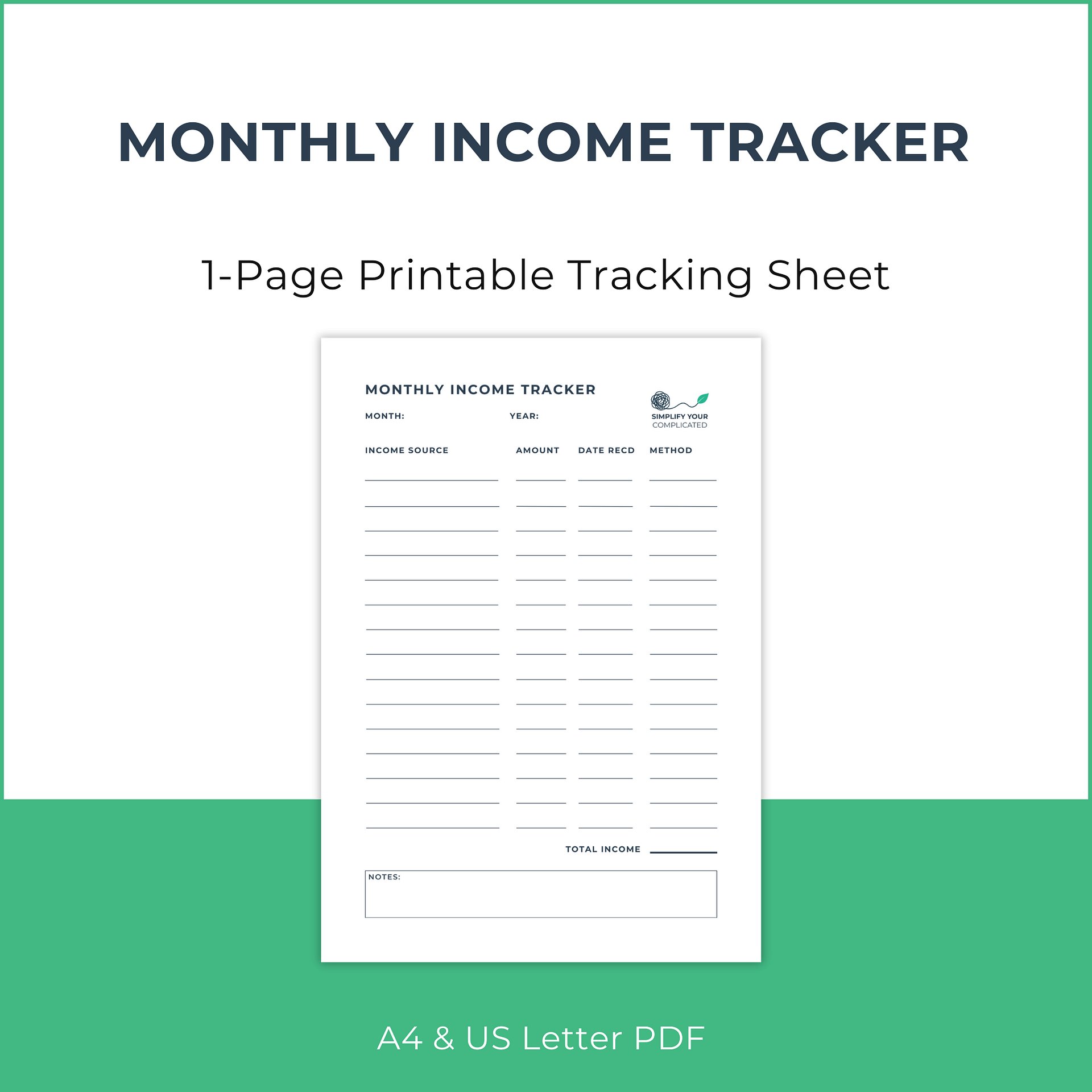 Monthly Income Tracker product image (1)
