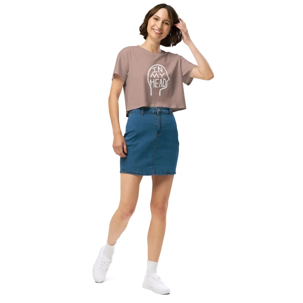 In My Head (white design) printed cotton crop top product image (3)
