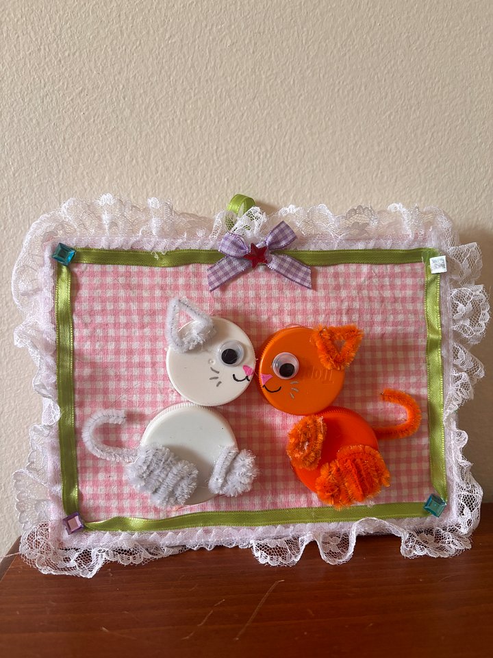 Handmade Cat Wall Art from Recycled Materials product image (1)