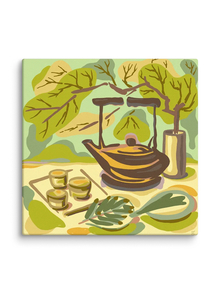 Earthy Teapot and Teacups Canvas Art - Coffee Shop No. 2 product image (2)
