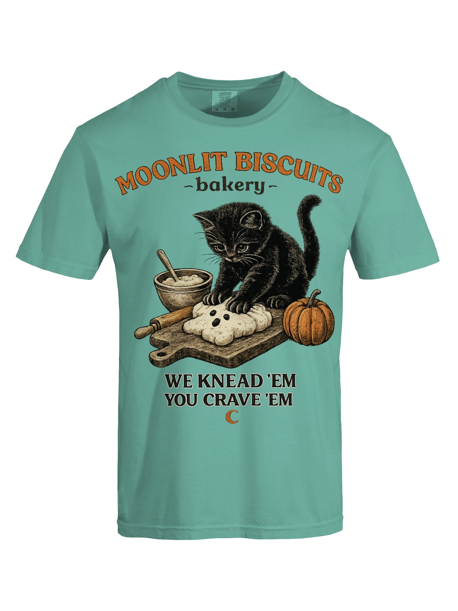 Moonlit Biscuits Cat Graphic Tee | Cozy Black Cat Bakery Shirt product image (5)