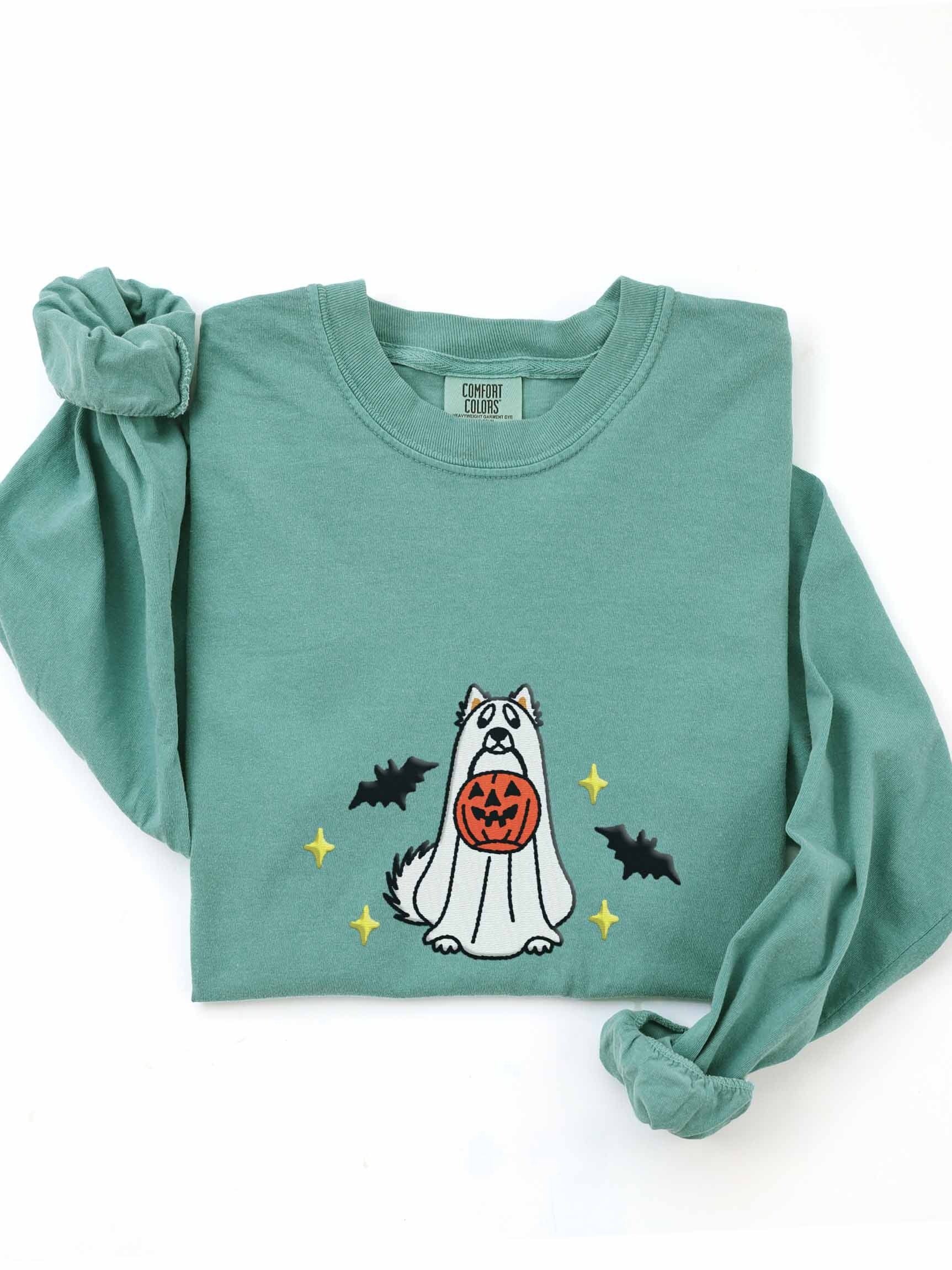 Halloween Samoyed Embroidered Long-Sleeve T-Shirt product image (1)