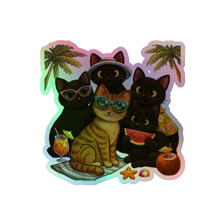 Cat brigade summer Holographic Sticker Set product image (2)