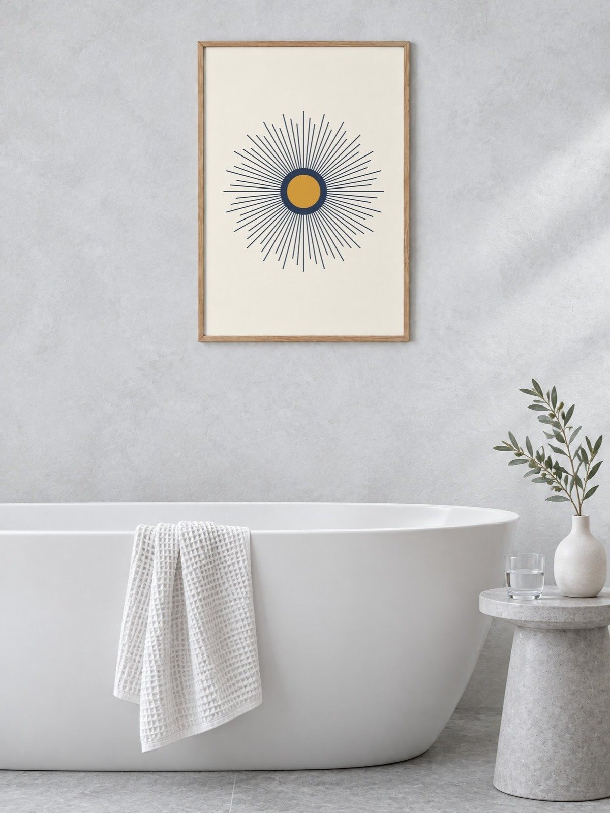 Navy Sunburst Print | Mid Century Bathroom Wall Art product image (2)
