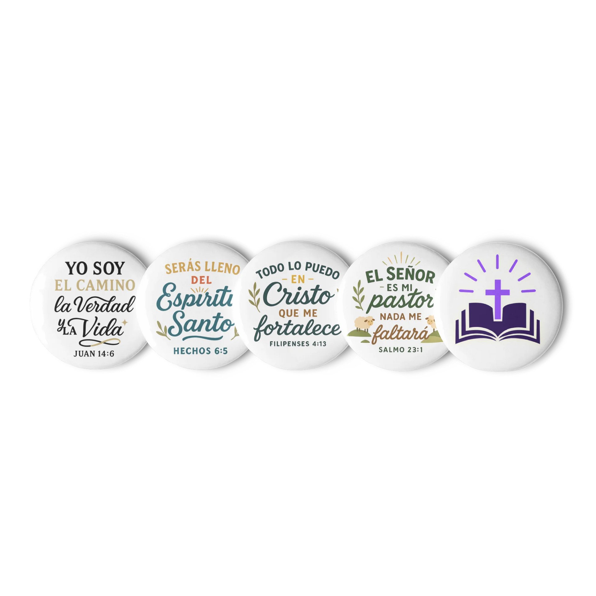 Christian Pin Button Set – Mensajes Cristianos – Spanish Verse Design product image (1)