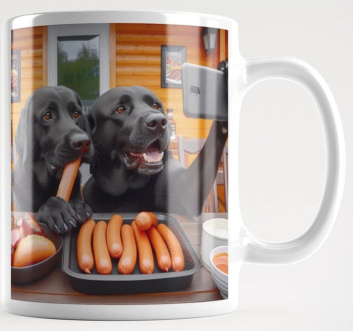 Labrador Hot Dog Selfie #Humorous Glossy White Mug product image (1)