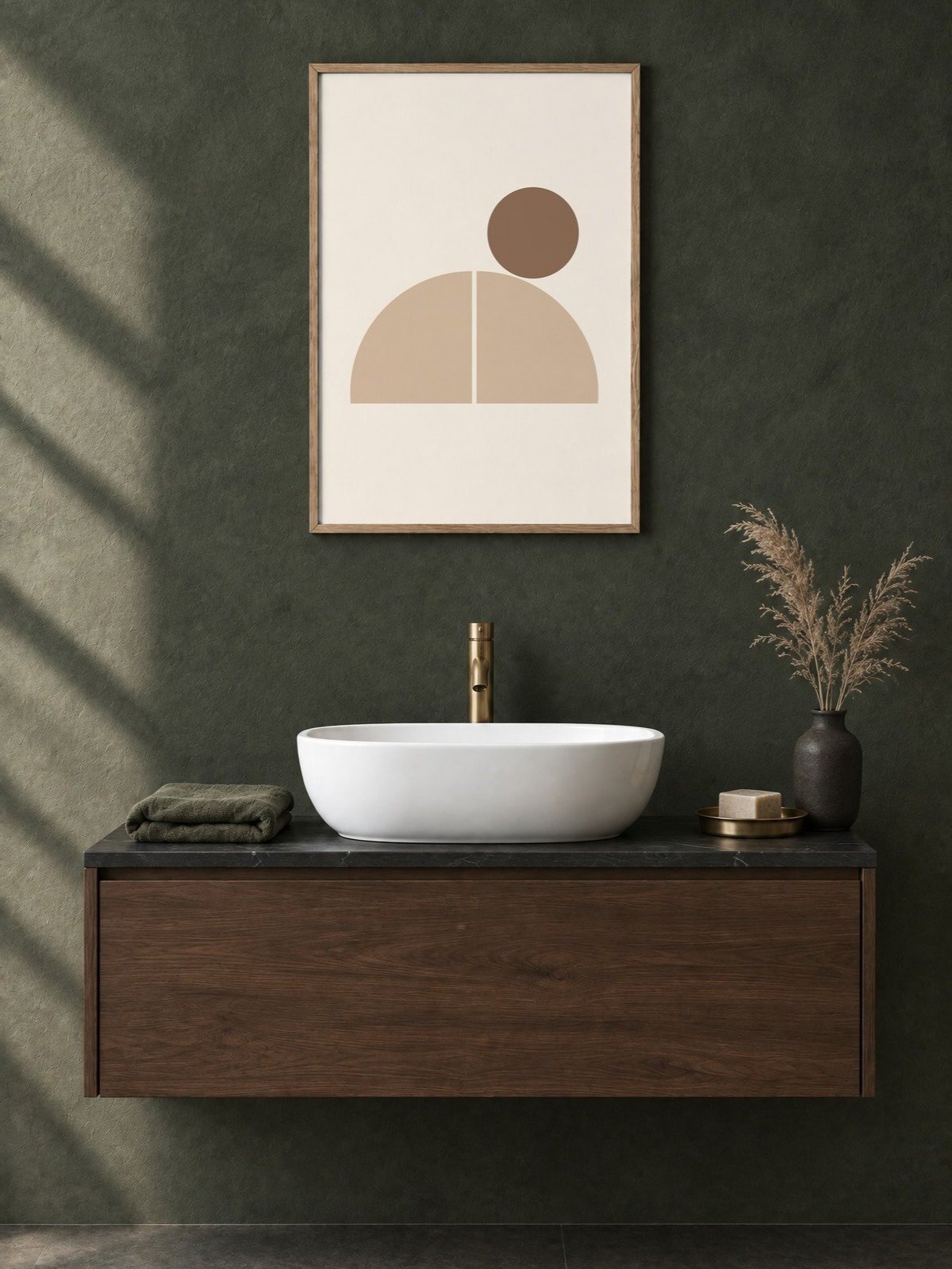 Beige Split Arch Sun Print | Boho Bathroom Wall Art product image (2)