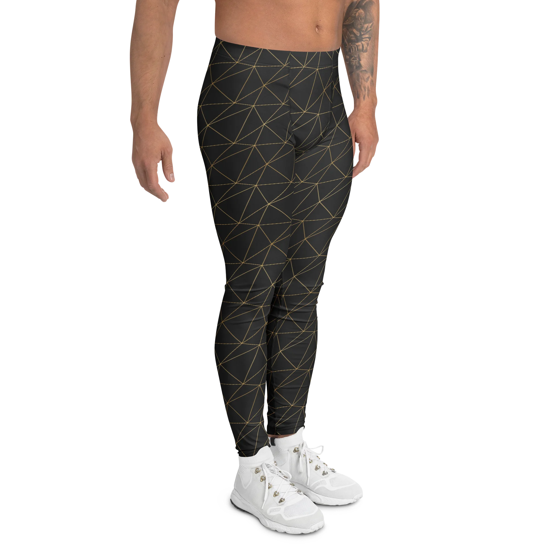 Triangles Mosaic Golden Lines Men's Leggings product image (3)