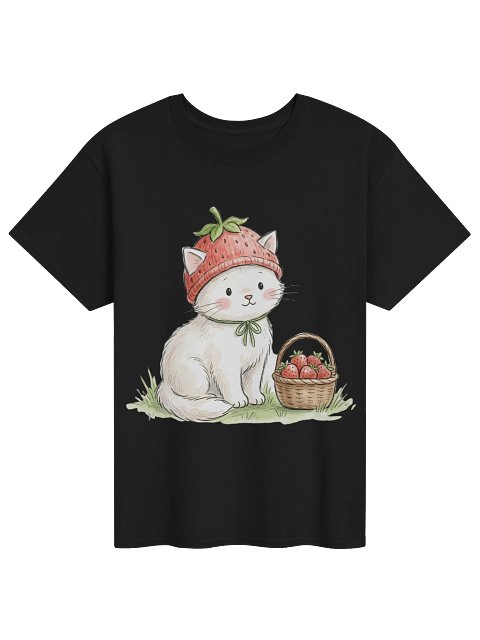 Strawberry Hat Kitten Tee