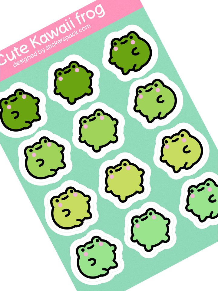 Sticker Pack Cute Frog | Aesthetic Frog Sticker Pack | Kawaii Frog Kiss-Cut Stickers product image (2)