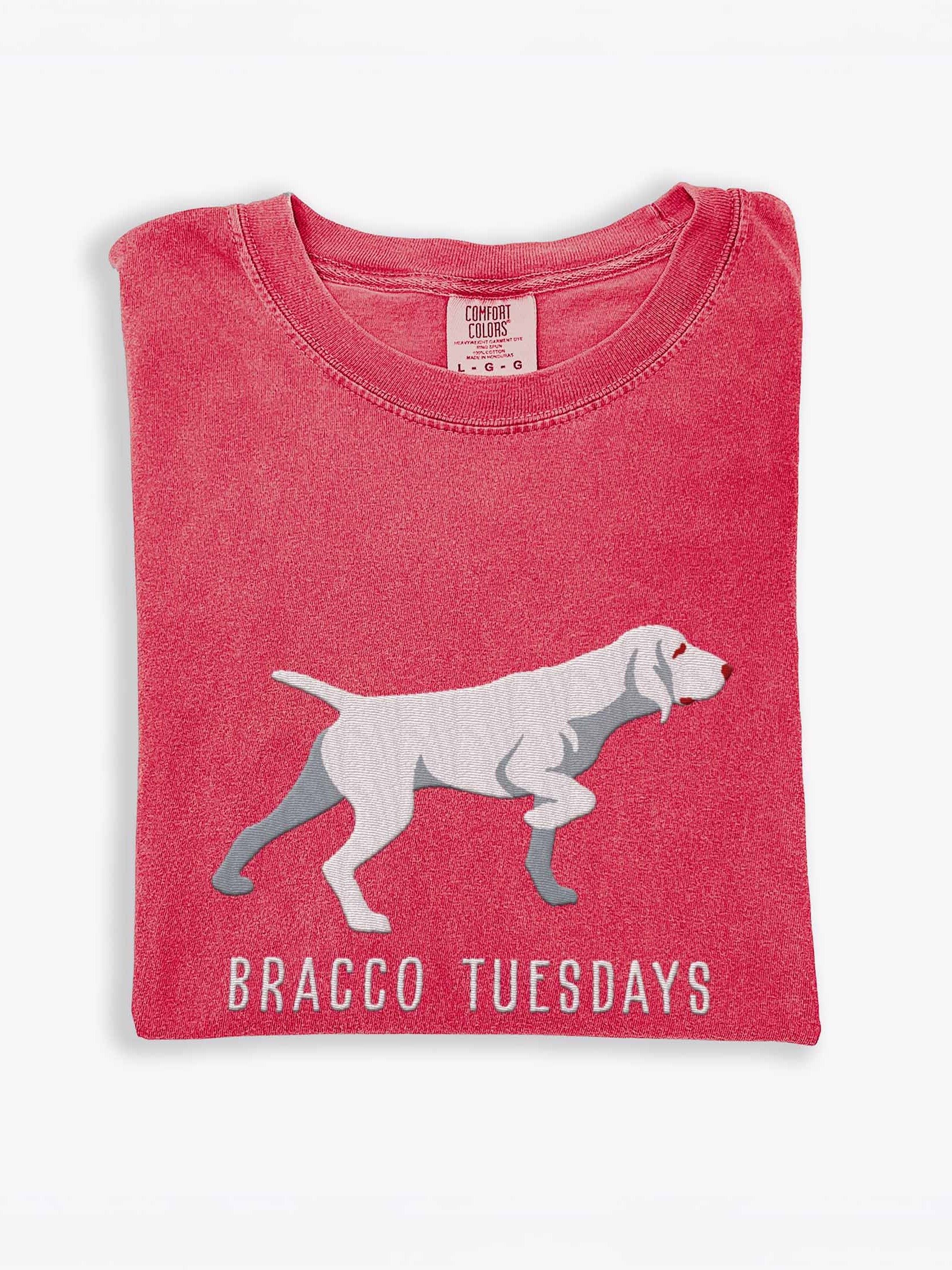 Bracco Tuesdays T-Shirt(Embroidered) of a Bracco Italiano(White) product image (1)