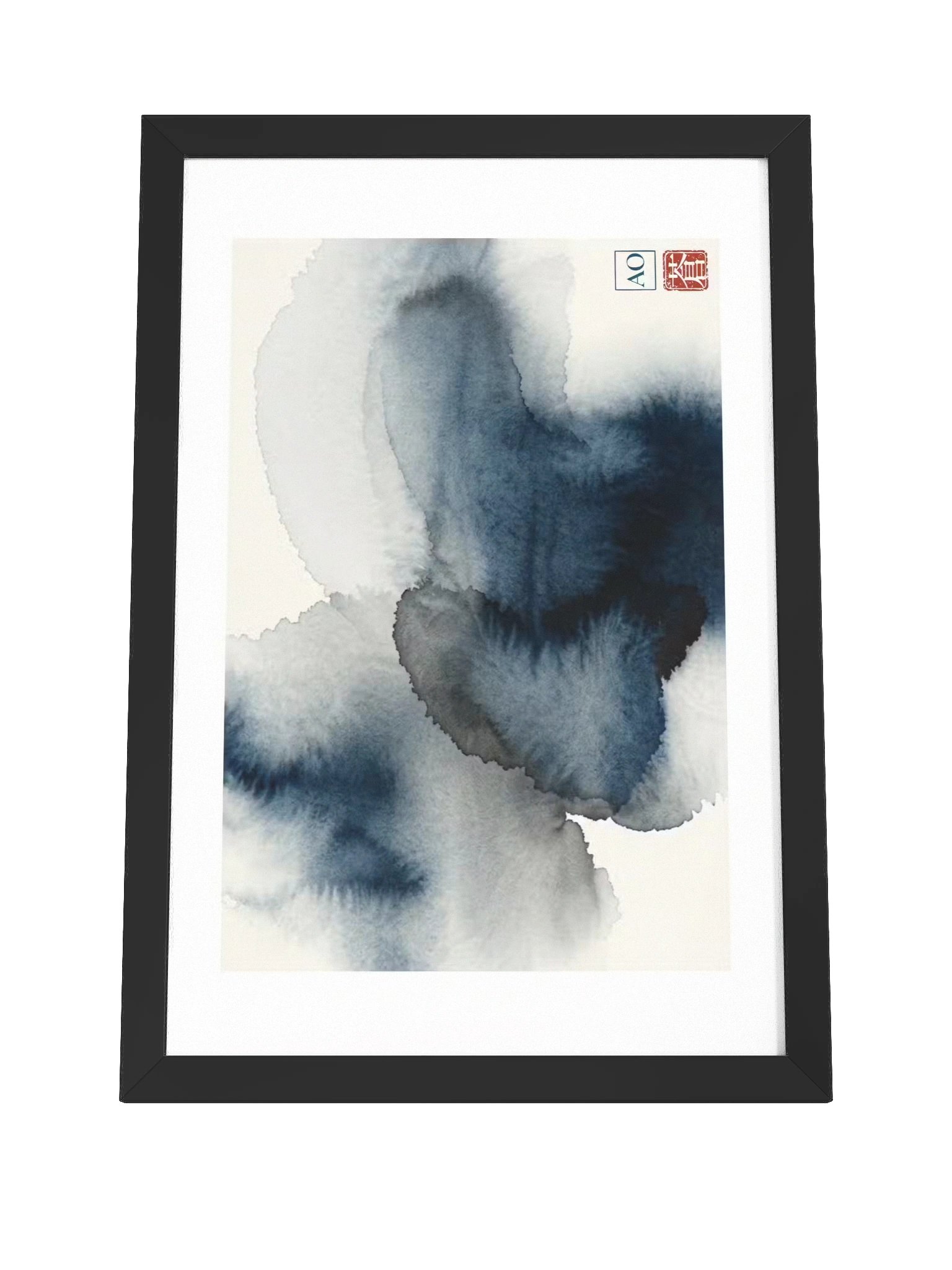 Japanese Indigo Ink Art Print | Serene Indigo Mist No.01 | Framed Wall Art - AO Japan Blue product image (4)