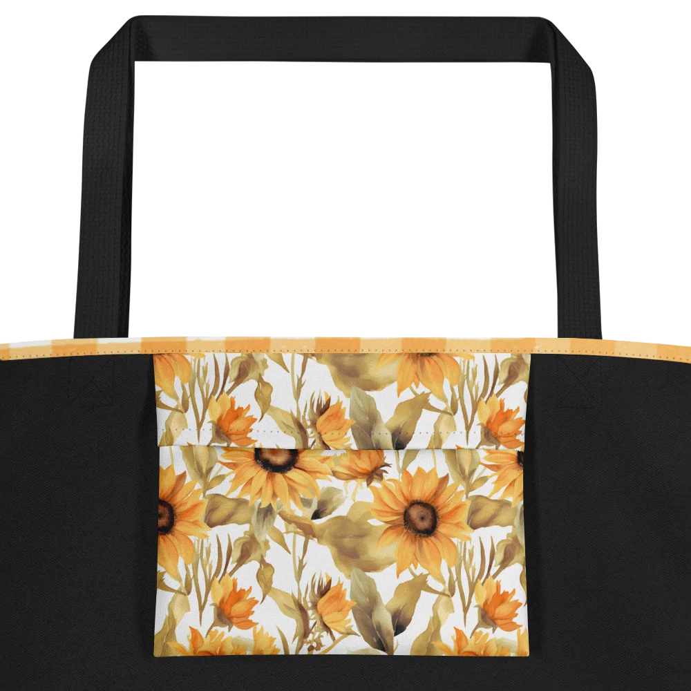 Sunny Gingham Sunflower -Over Print Tote Bag with Pocket product image (5)