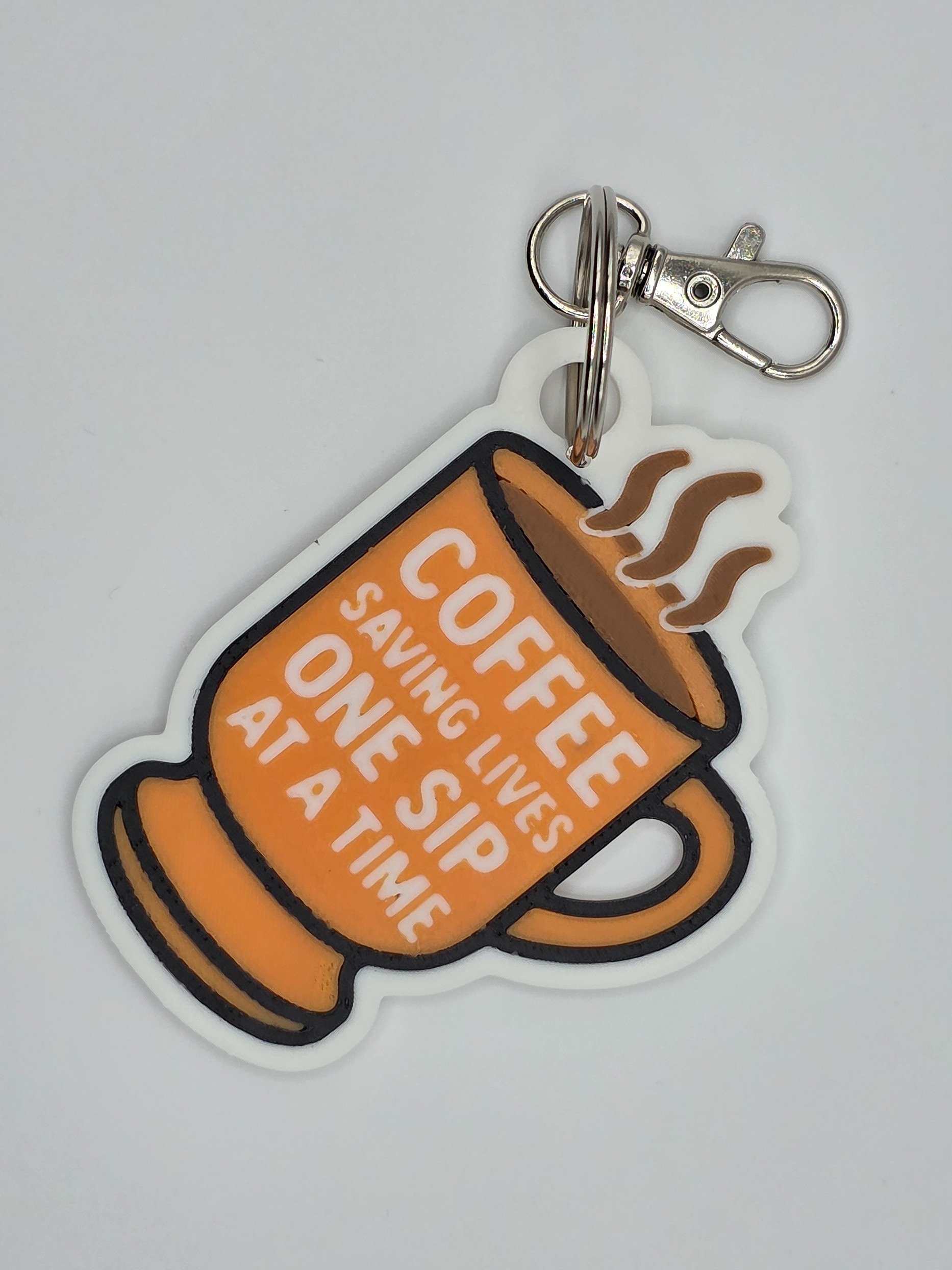 ☕ Coffee Mug Keychain | “Coffee Saving Lives One Sip at a Time” - Orange product image (2)