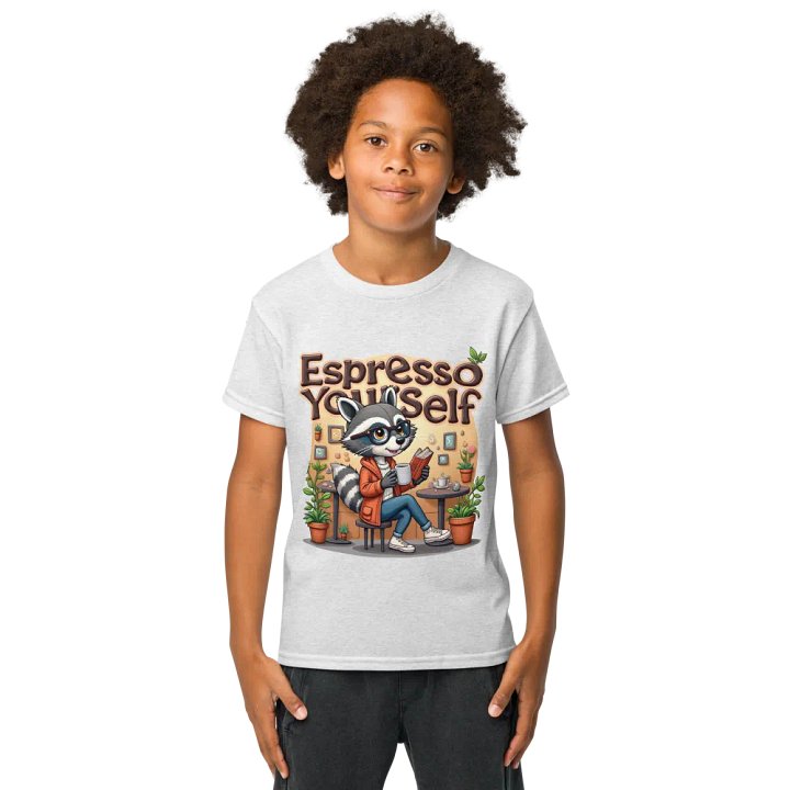 Espresso Yourself Raccoon Youth Sports Tee product image (9)